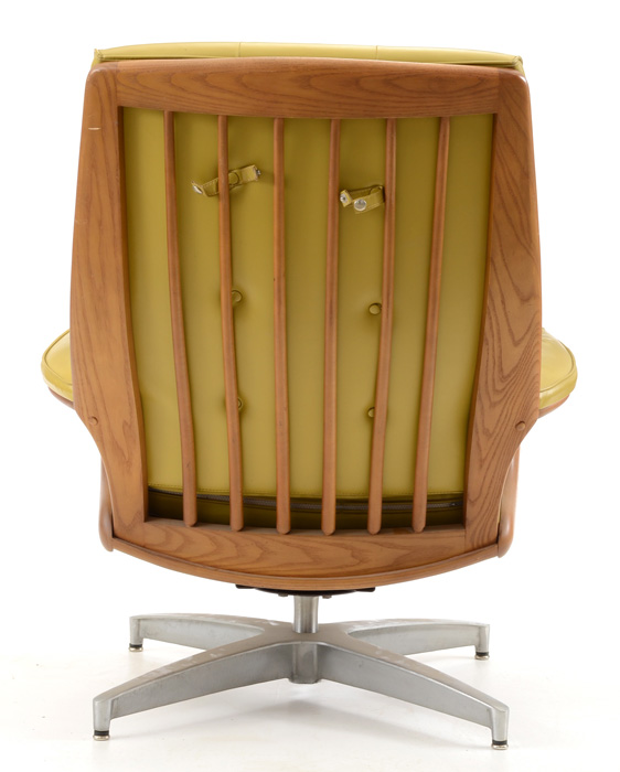 Mid-Century Modern Heywood Wakefield Teak Side Chair and Ottoman