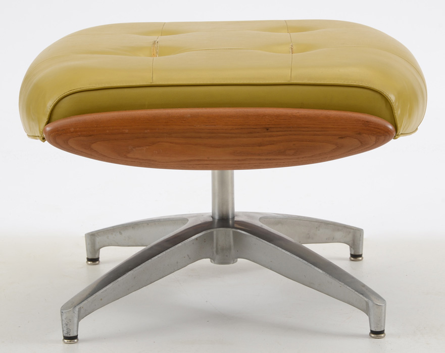 Mid-Century Modern Heywood Wakefield Teak Side Chair and Ottoman