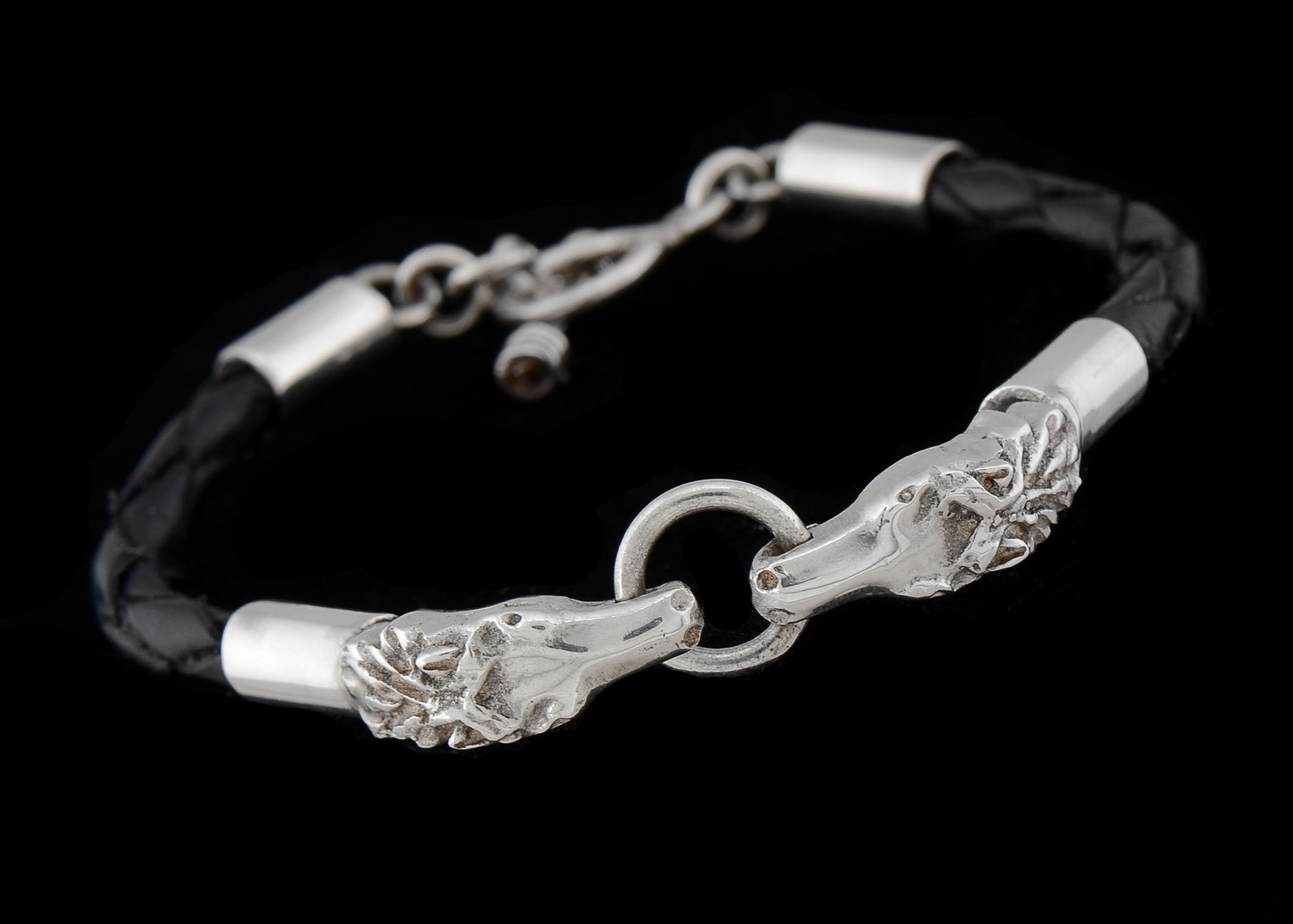 Sterling Silver and Leather Horse Bracelet