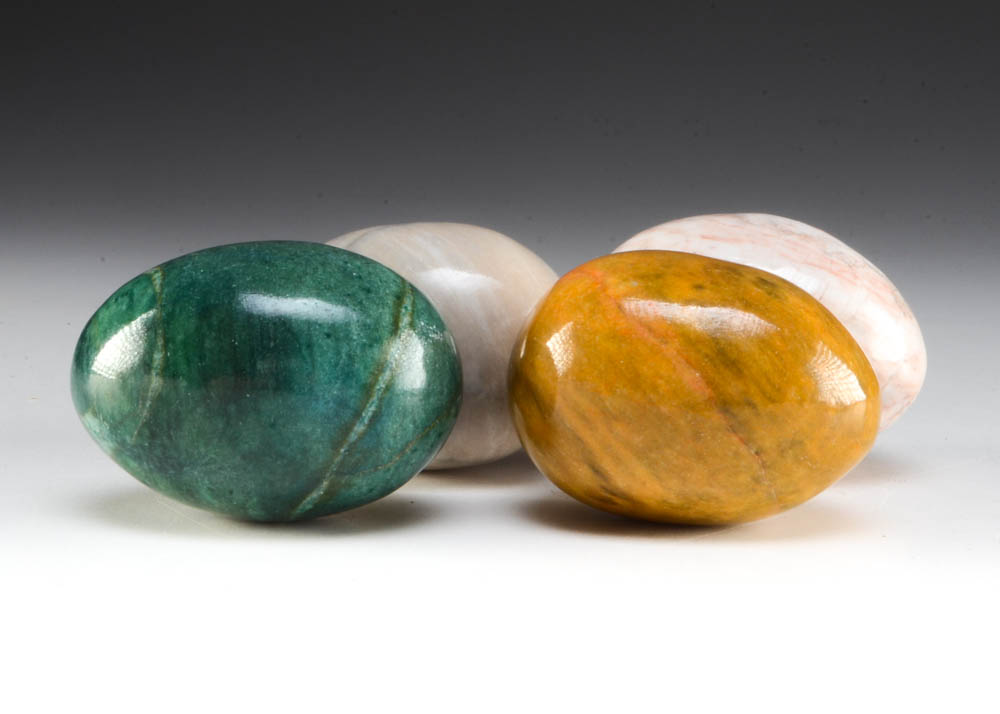 Four Polished Onyx Mineral Eggs