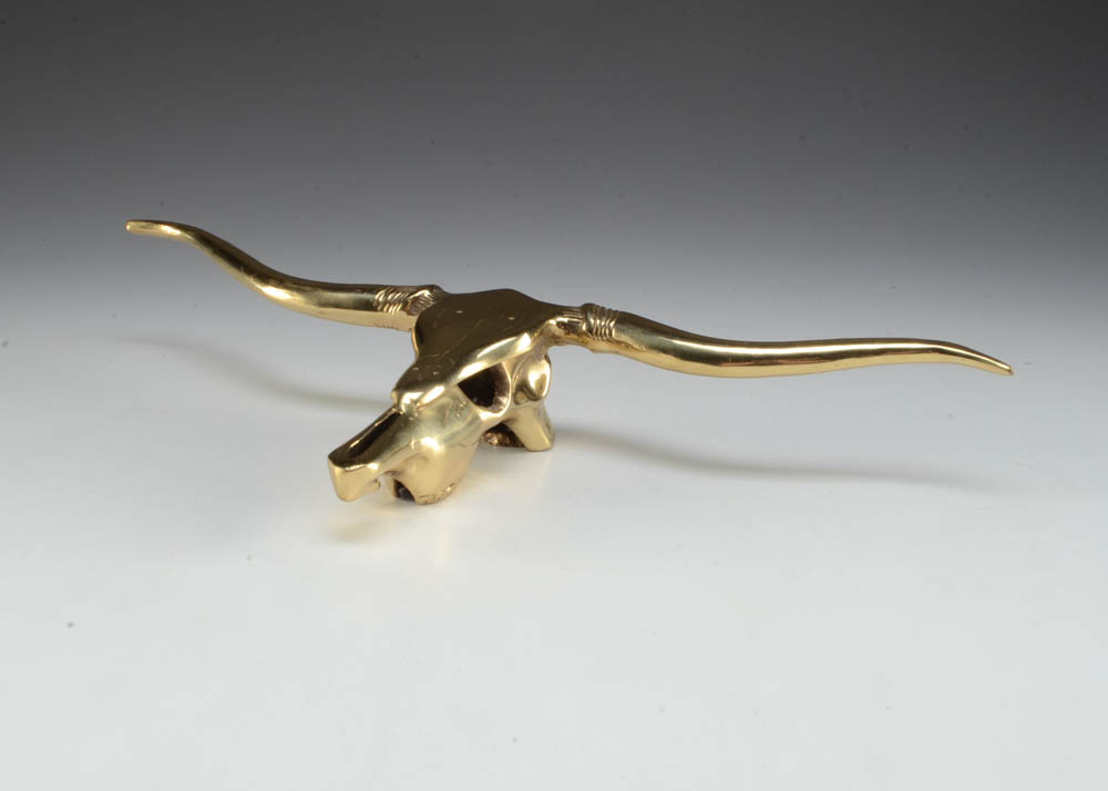 Brass Wall-Hanging Steer Skull Ornament