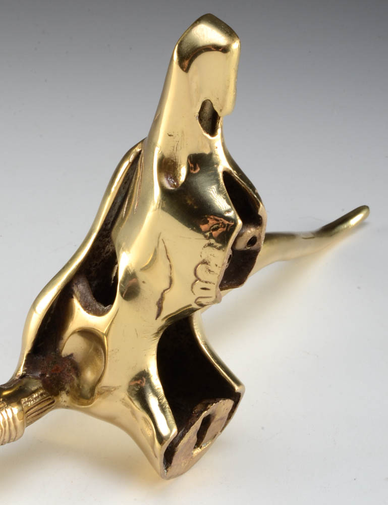 Brass Wall-Hanging Steer Skull Ornament