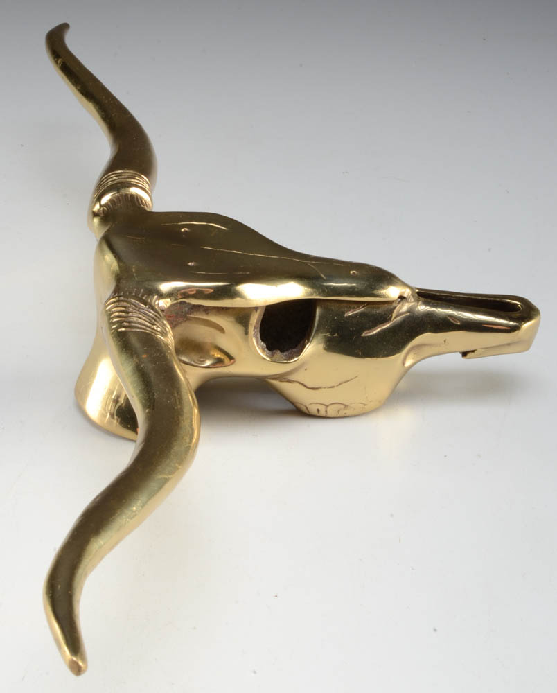 Brass Wall-Hanging Steer Skull Ornament