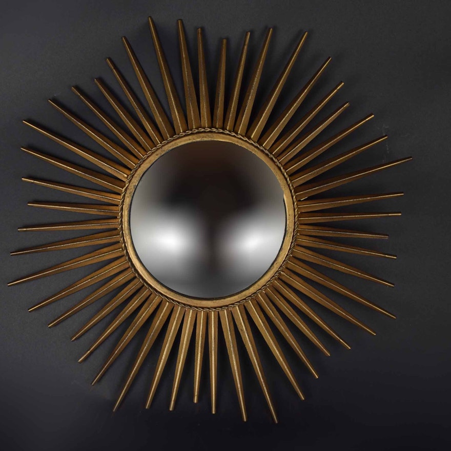 Gold Tone Ballard Designs Convex Starburst Mirror