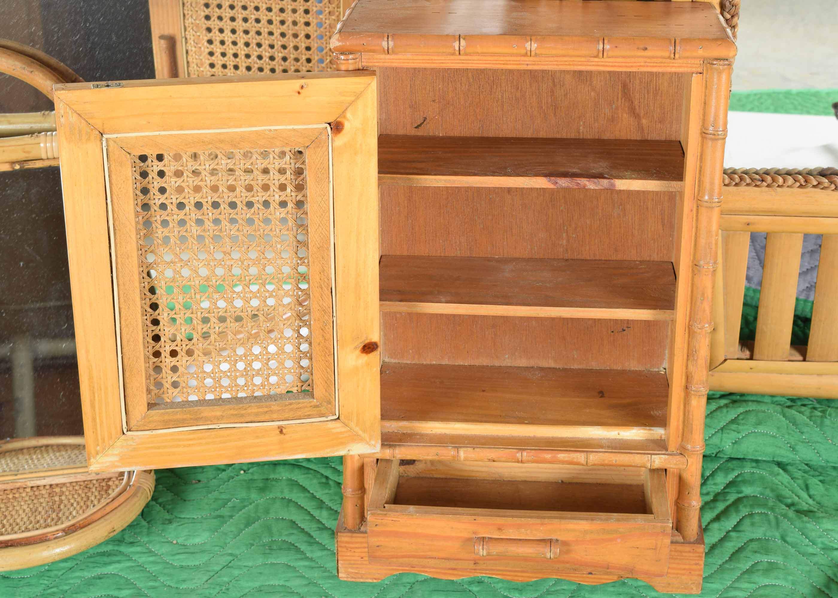 Rattan and Bamboo Mirror and Decor Group