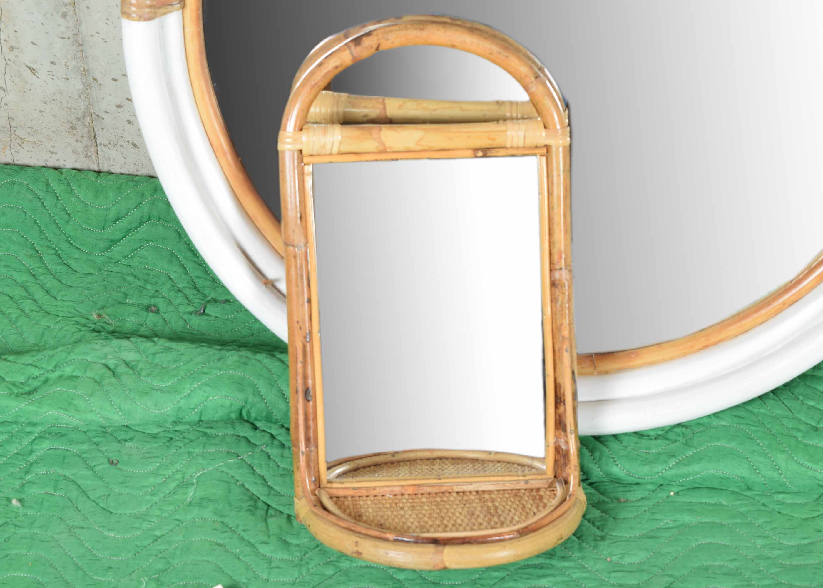 Rattan and Bamboo Mirror and Decor Group
