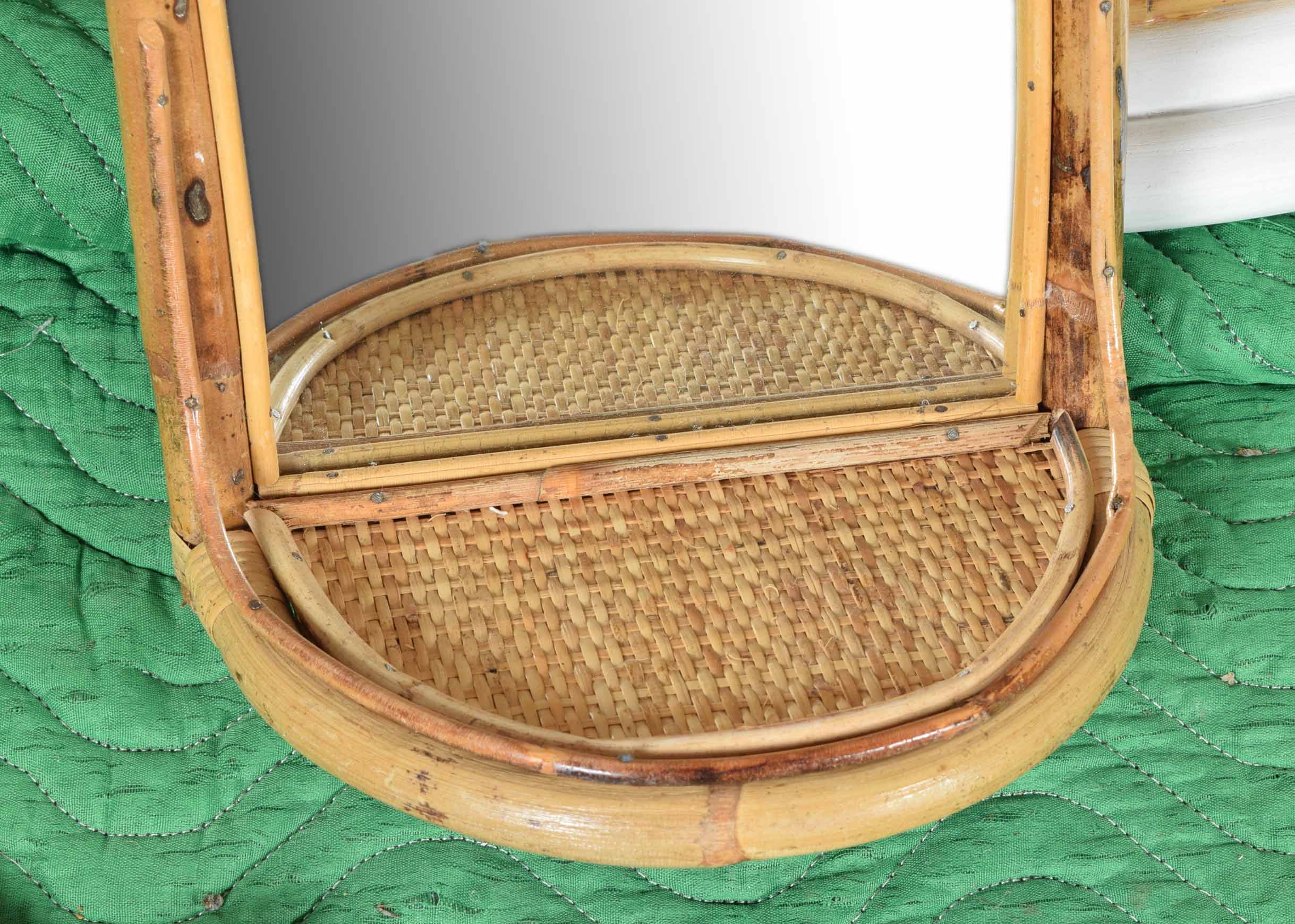 Rattan and Bamboo Mirror and Decor Group