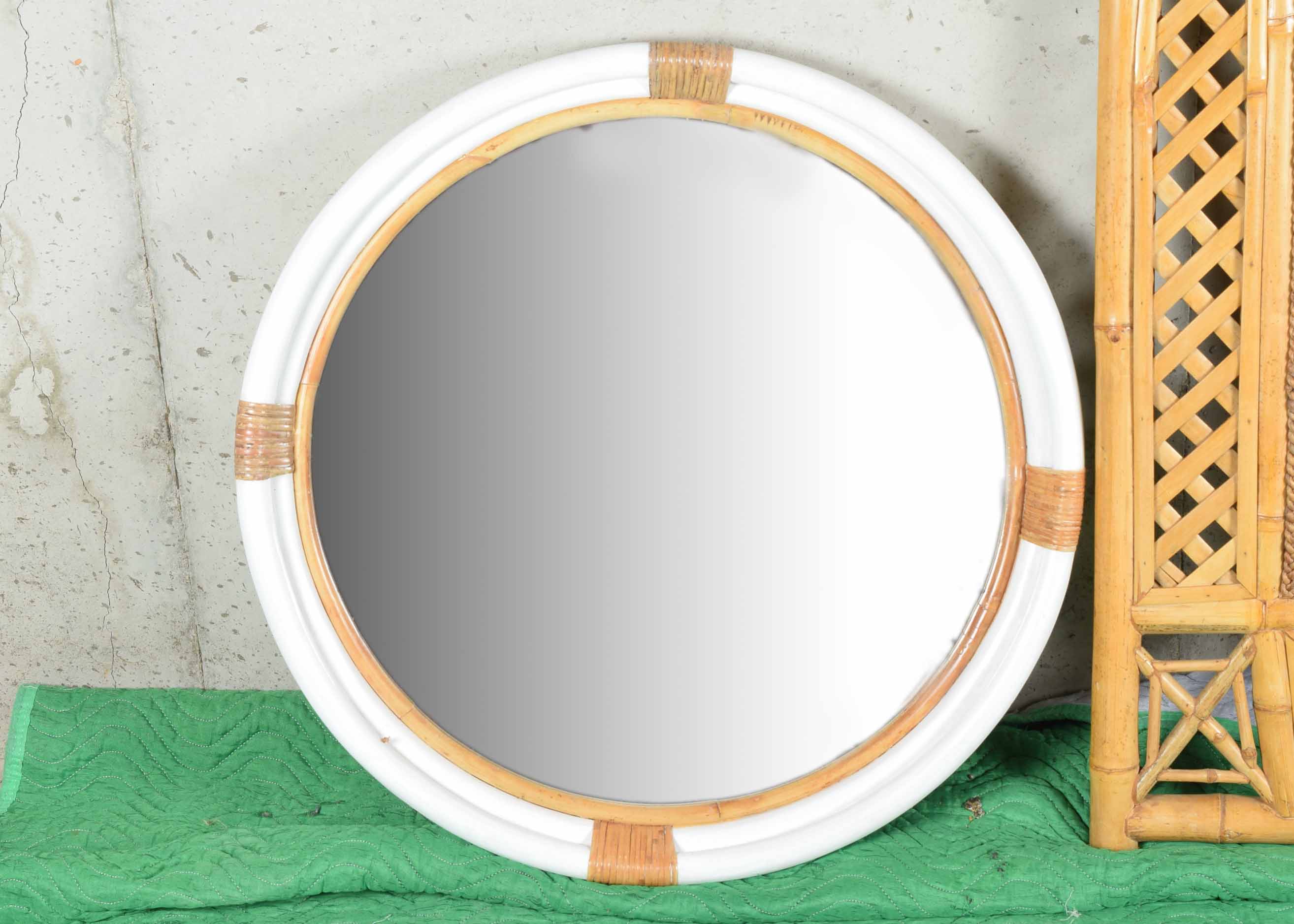 Rattan and Bamboo Mirror and Decor Group