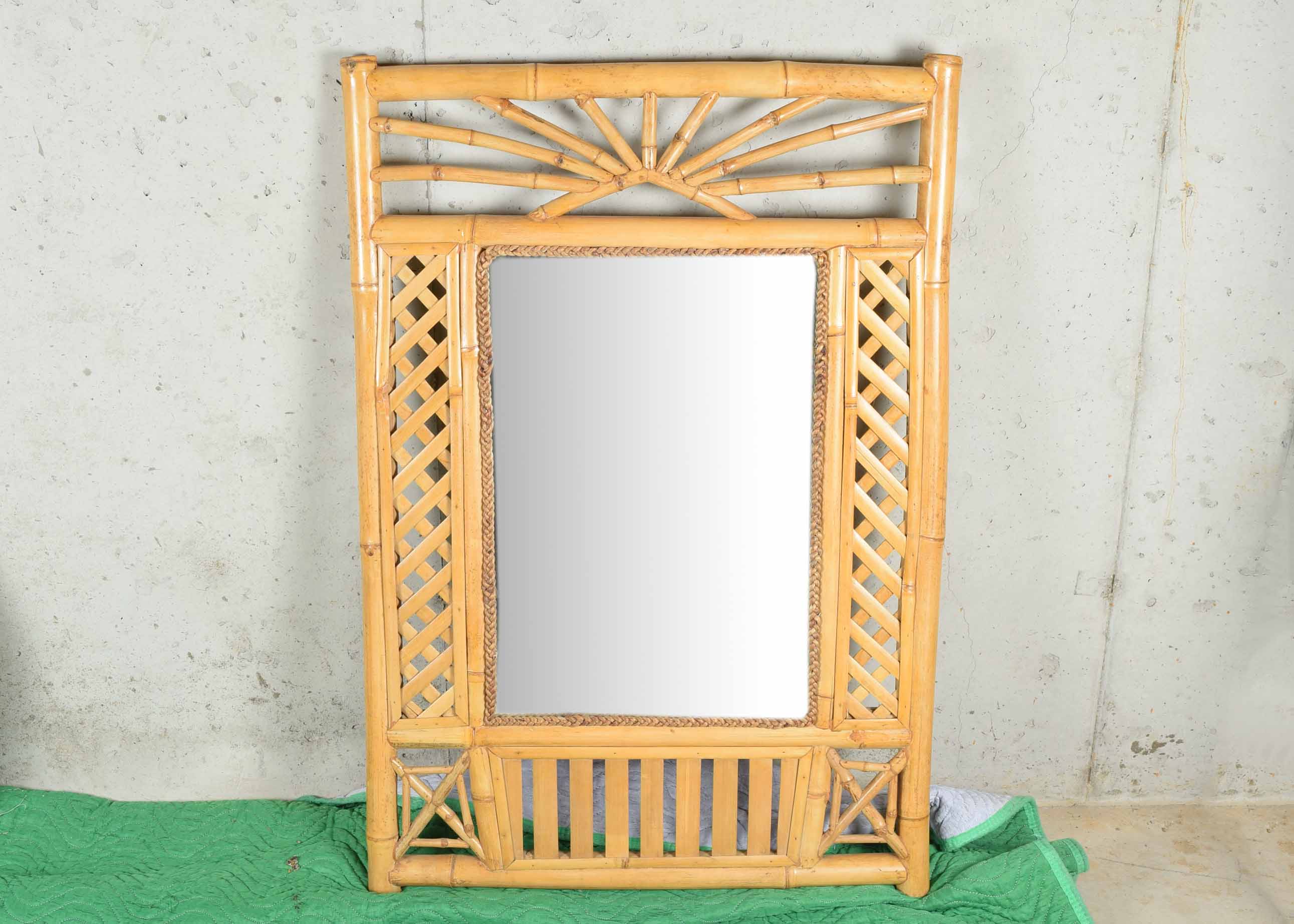 Rattan and Bamboo Mirror and Decor Group