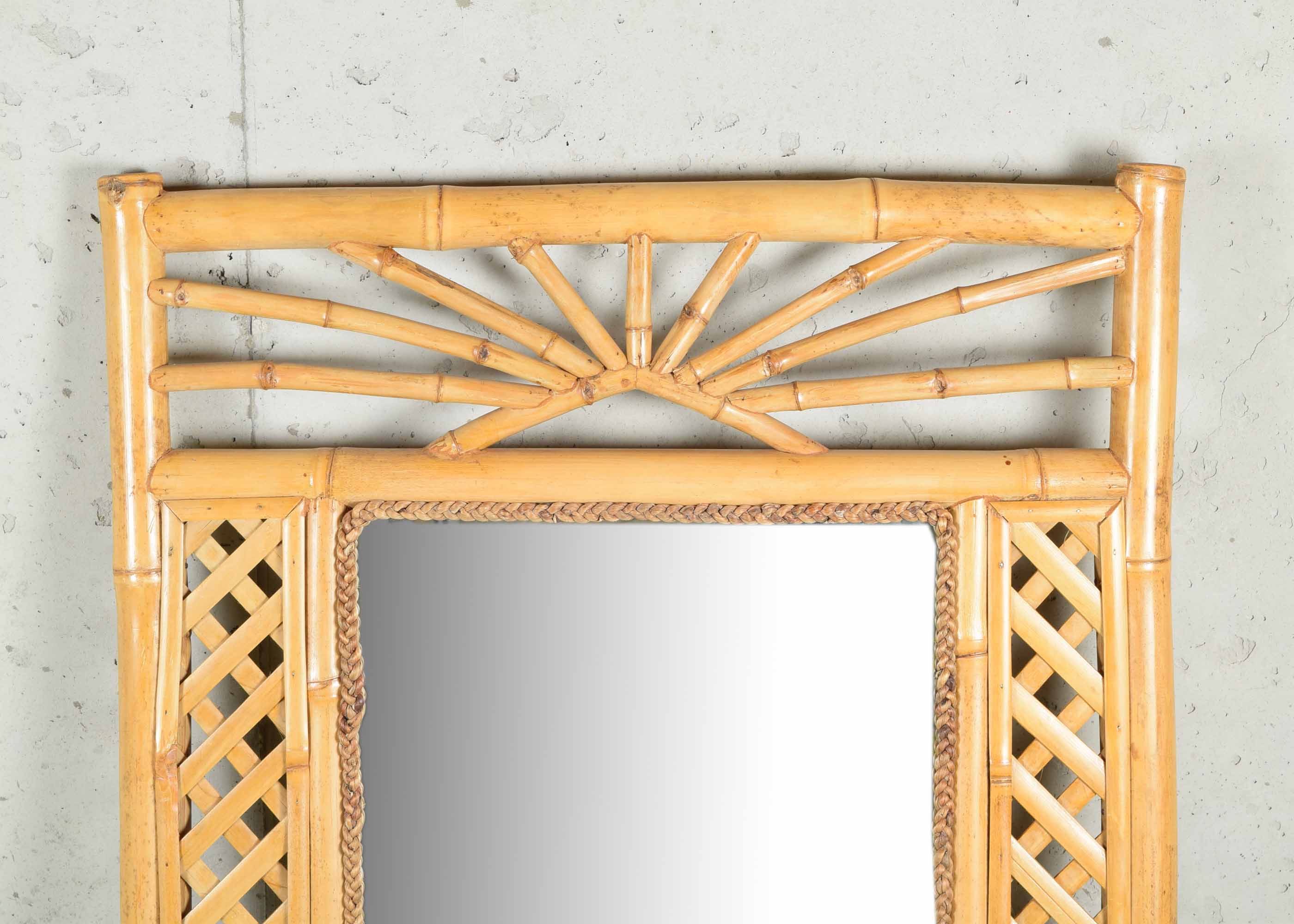 Rattan and Bamboo Mirror and Decor Group