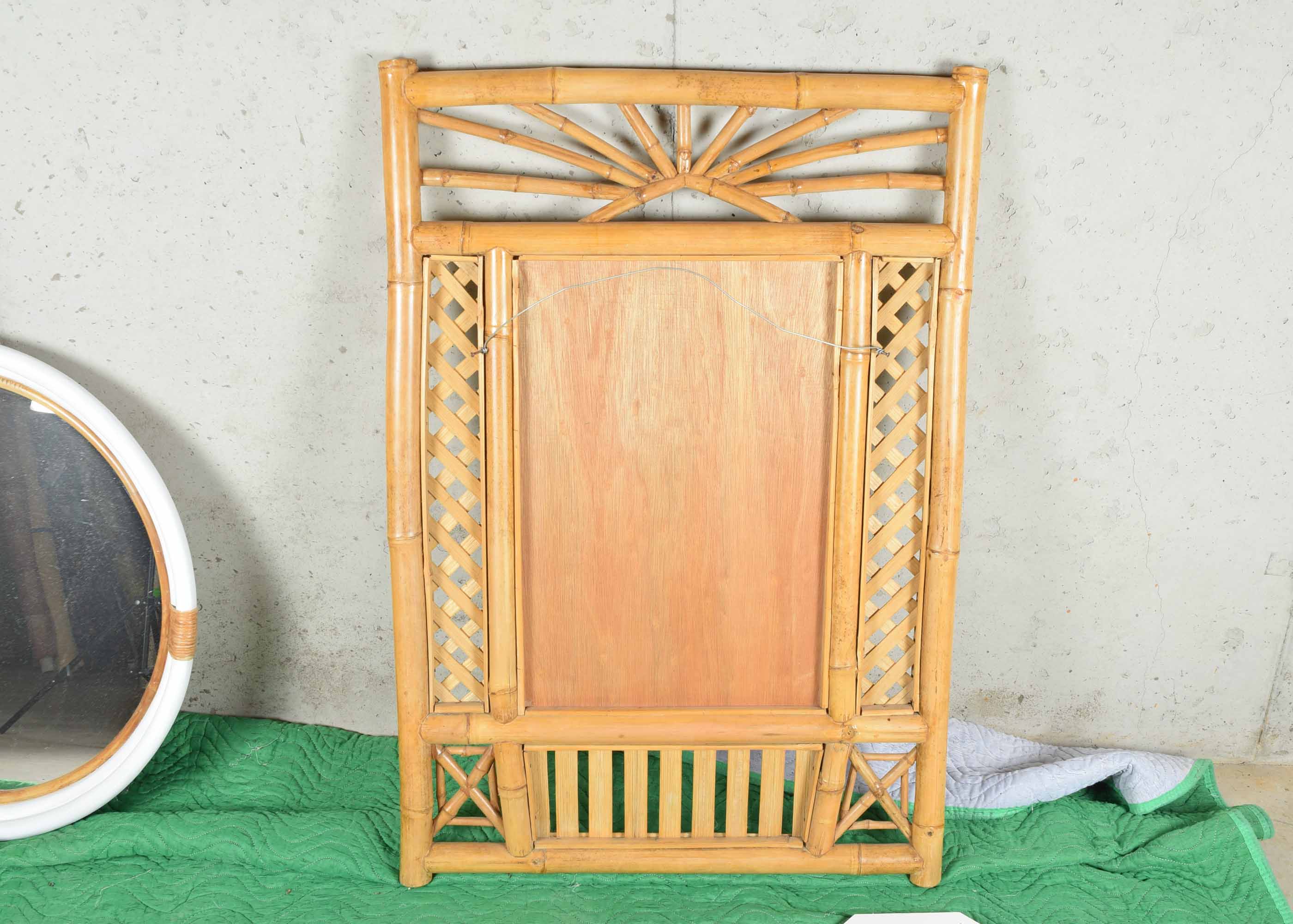 Rattan and Bamboo Mirror and Decor Group
