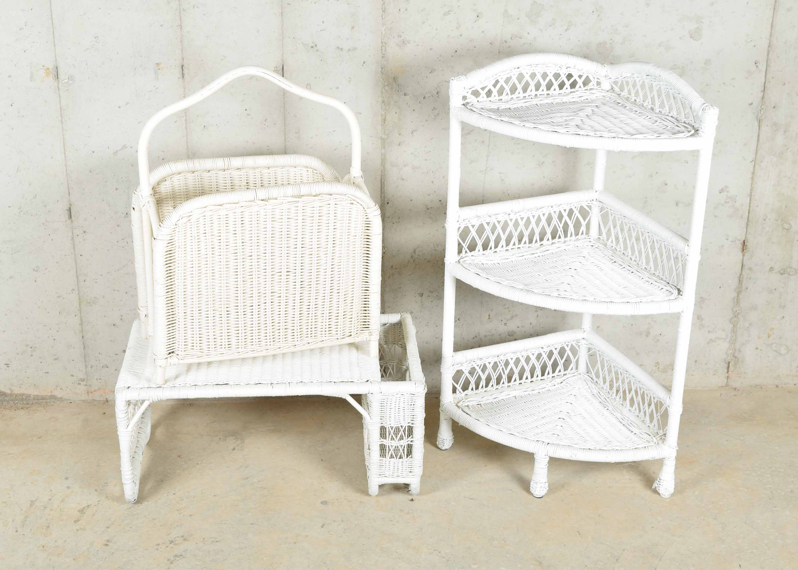 White Wicker Storage Decor Trio