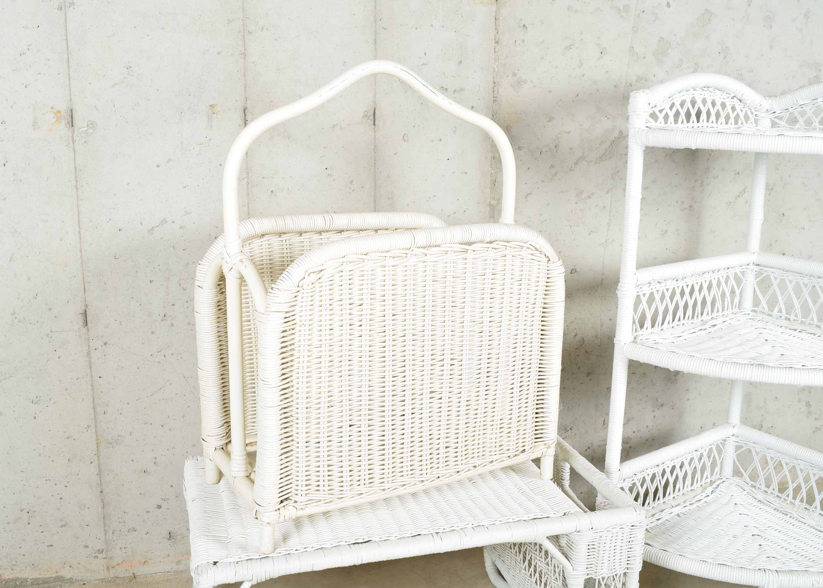 White Wicker Storage Decor Trio