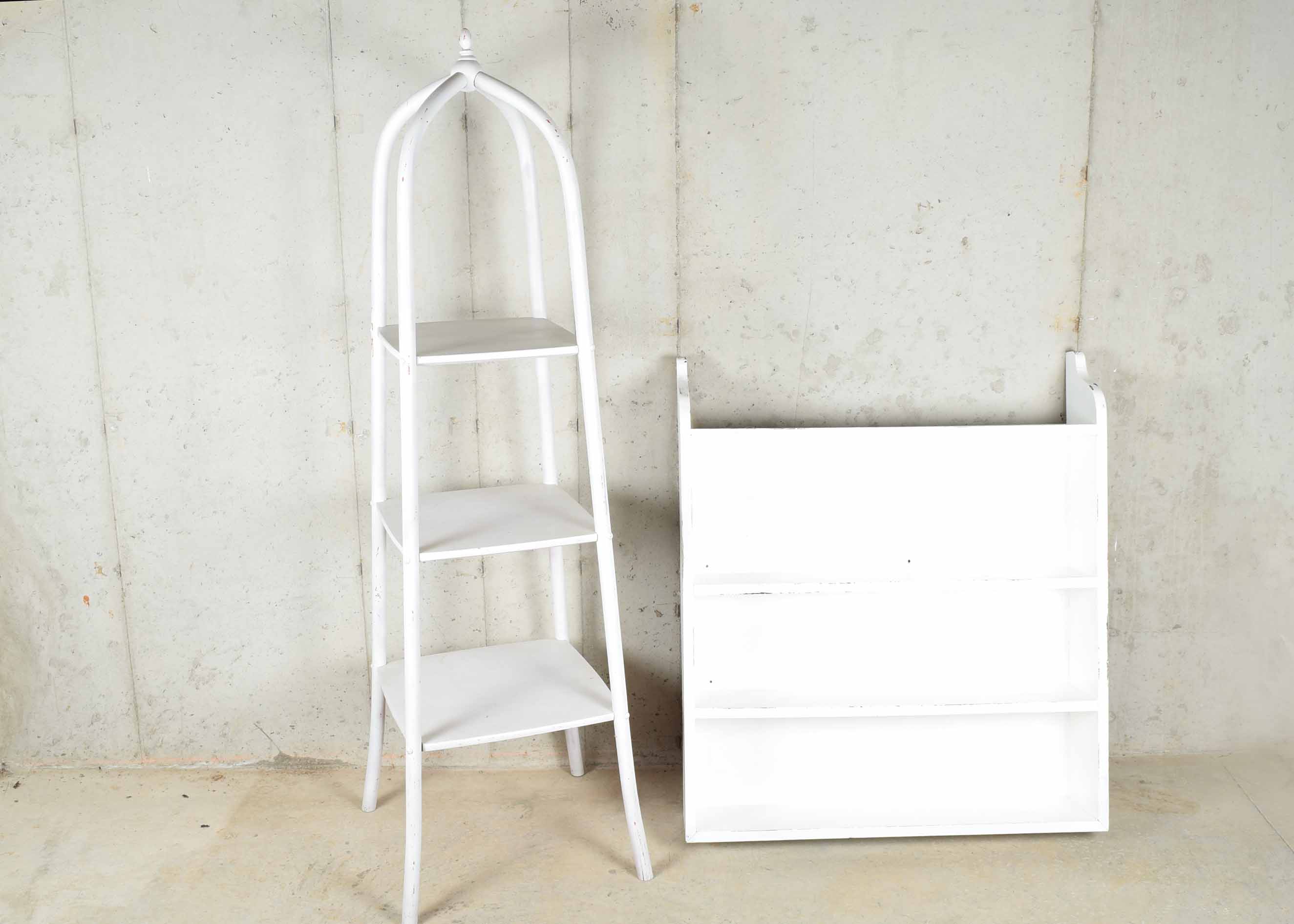 White Graduated Shelving Unit and Wall Hanging Unit