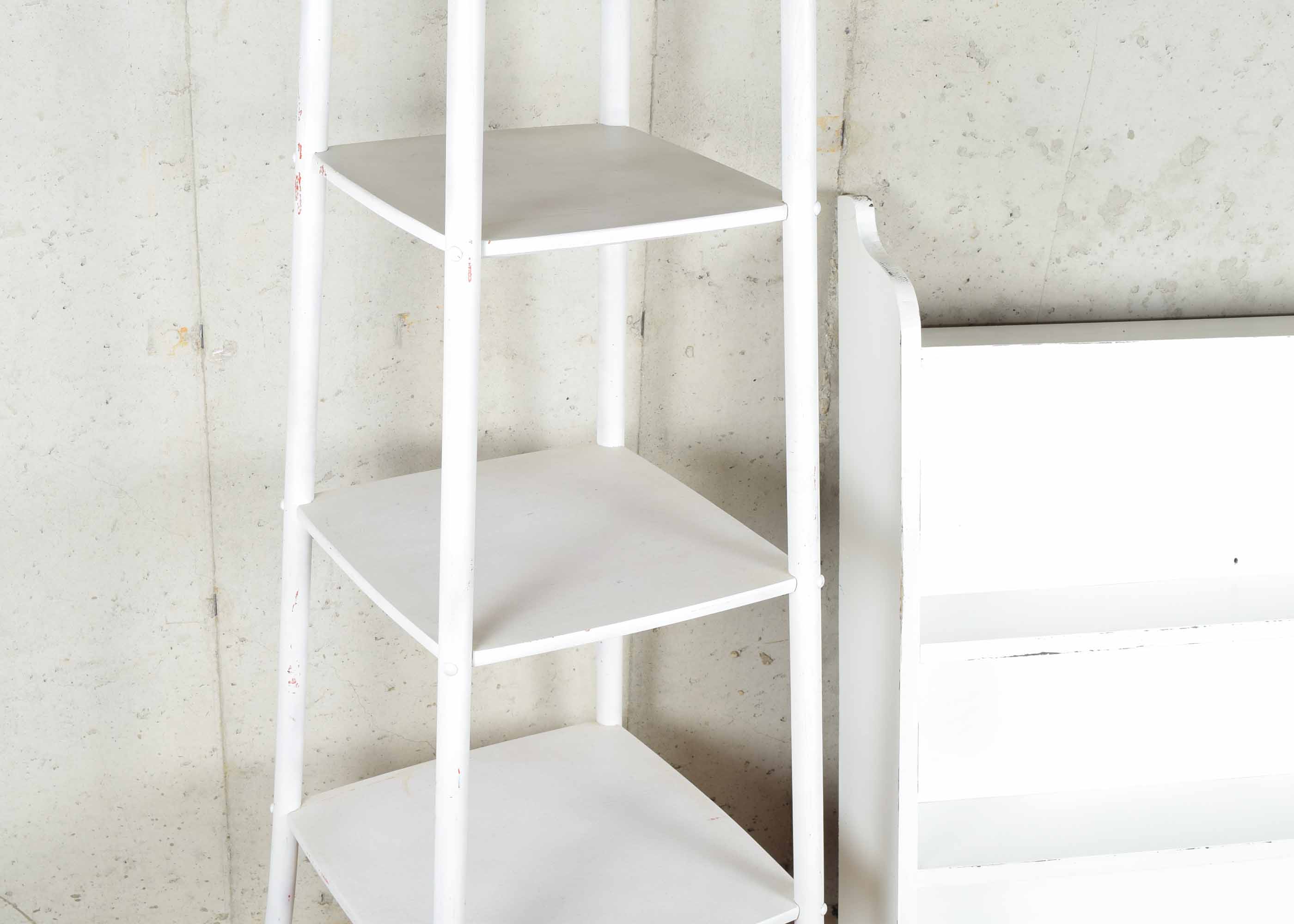 White Graduated Shelving Unit and Wall Hanging Unit