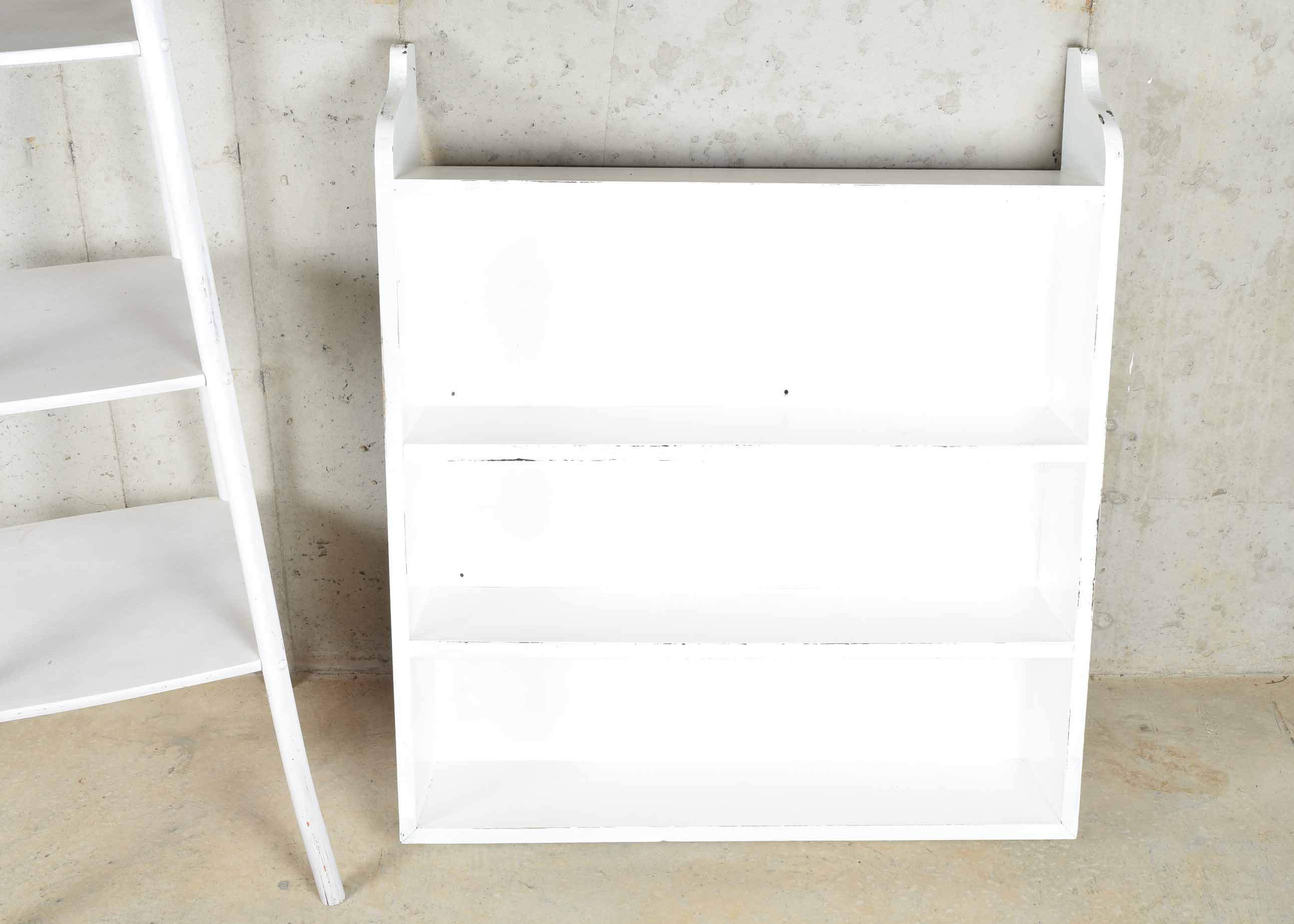 White Graduated Shelving Unit and Wall Hanging Unit