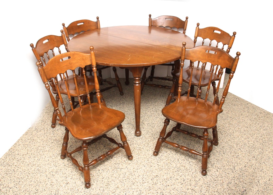 Ethan Allen Solid Oak Dining Table and Chairs