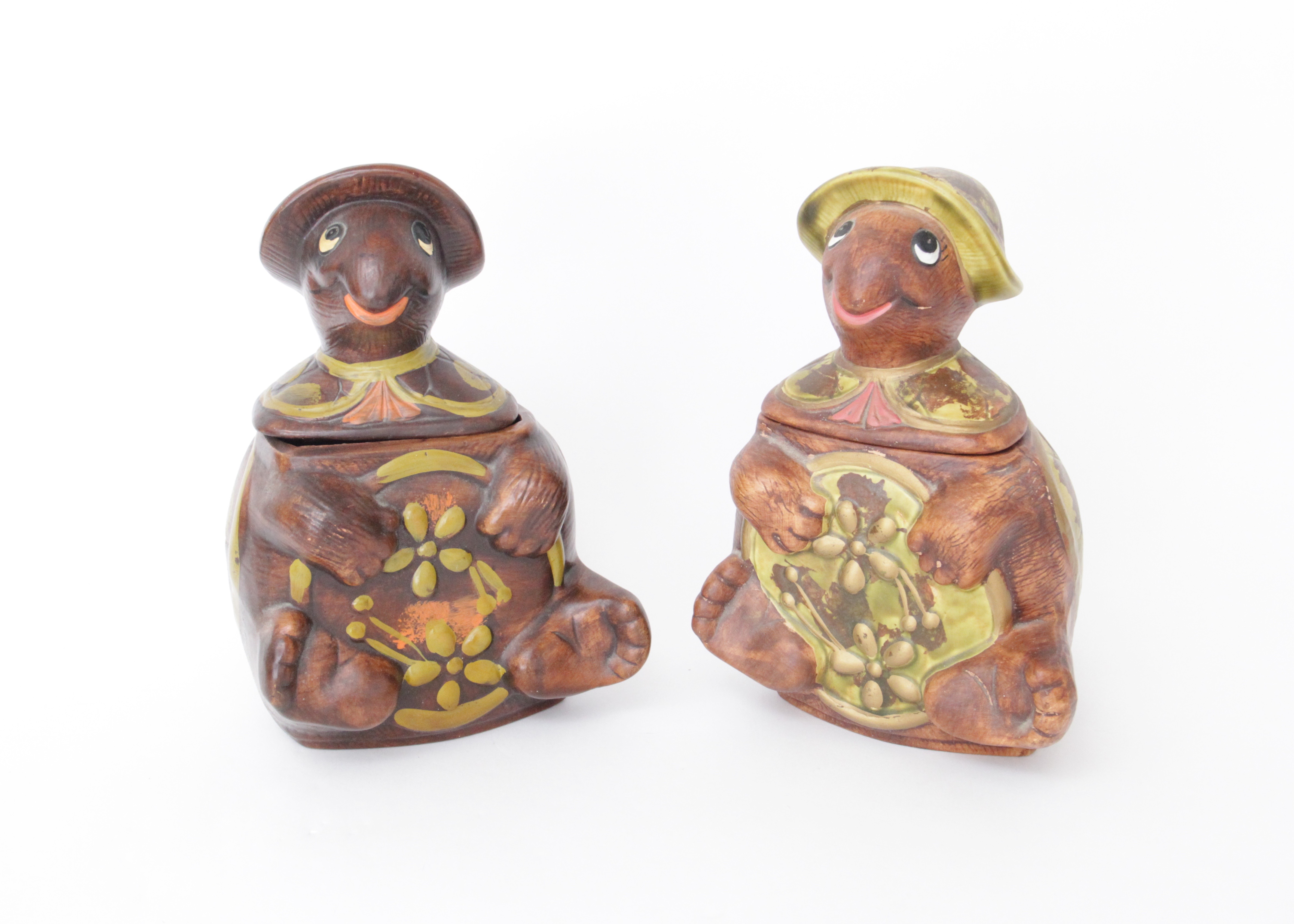 Vintage Pair of Turtle Theme Cookie Jars