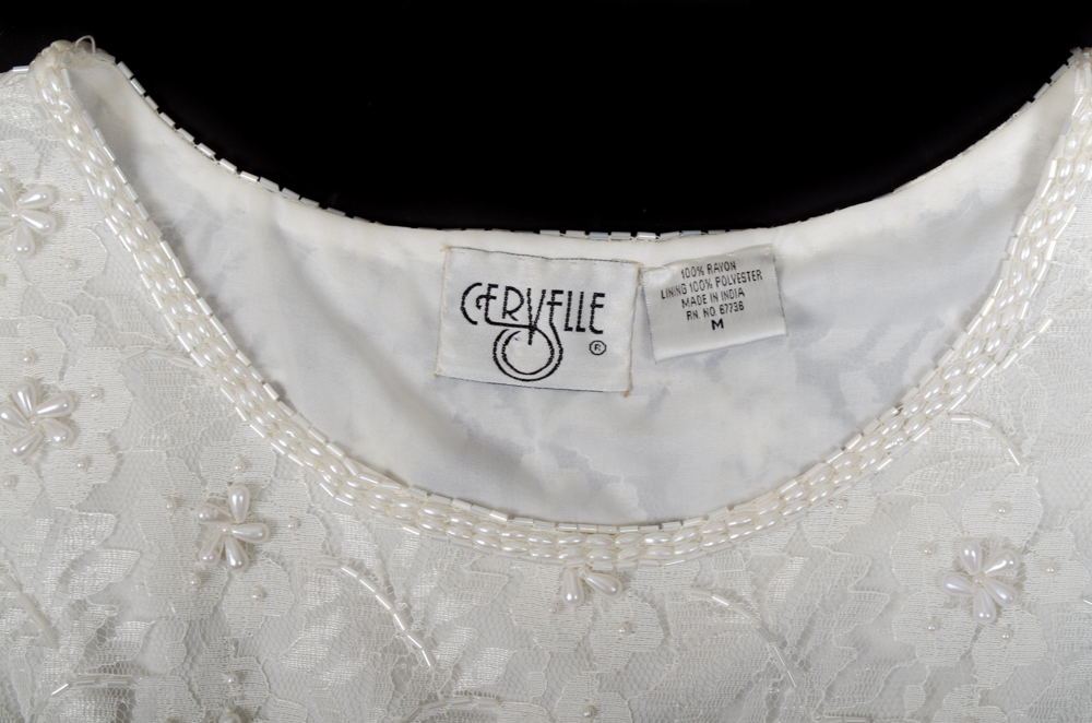 Cervelle White Beaded Top and Shirt Ensemble