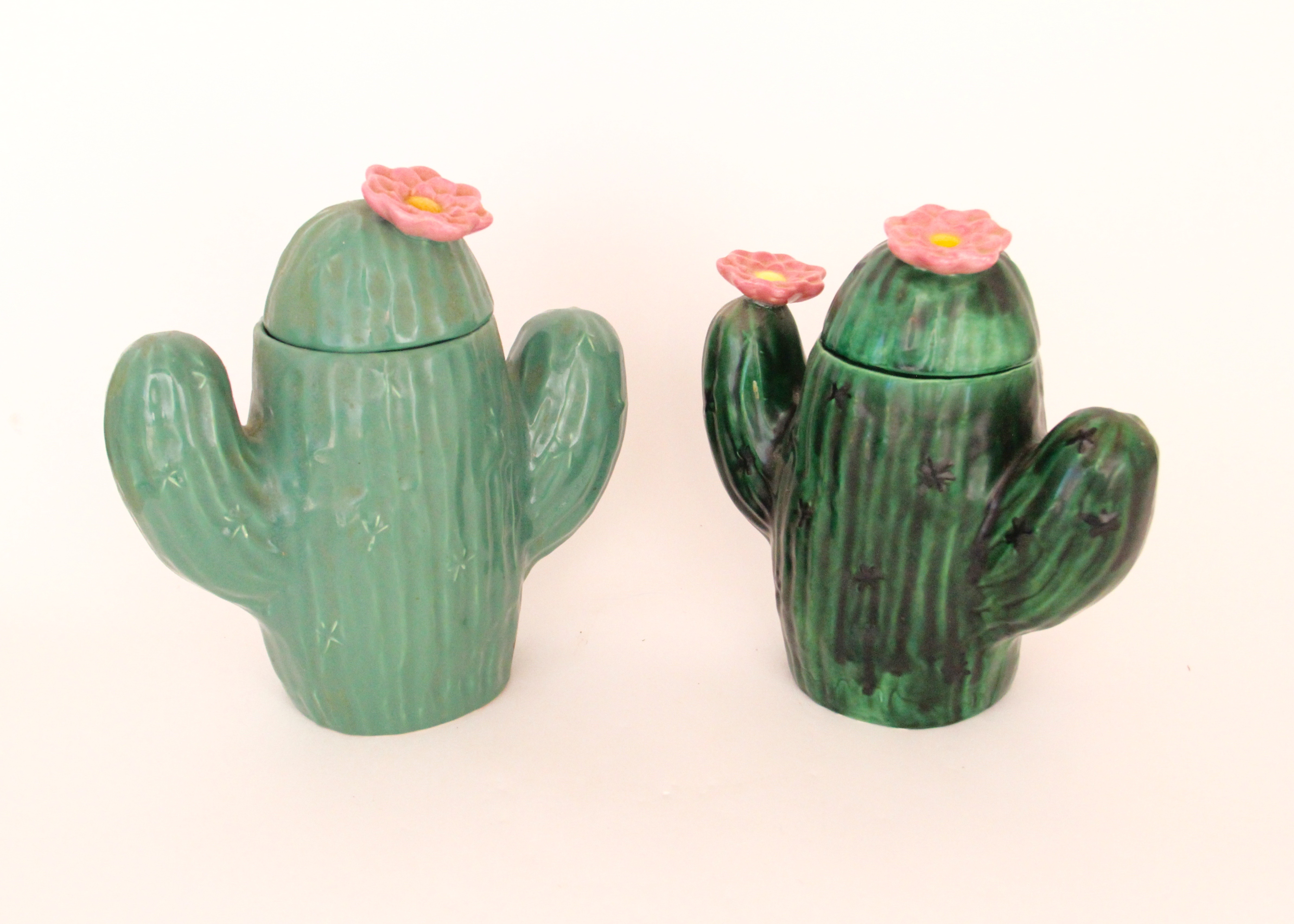 Duo of Cactus Cookie Jars