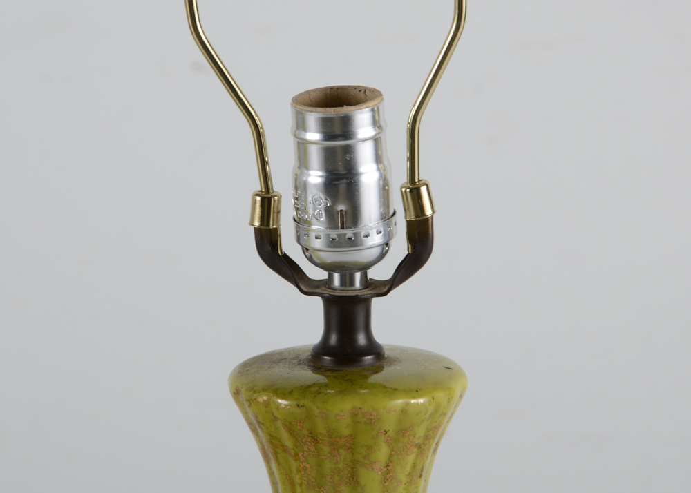 Pair of Green Ceramic Table Lamps