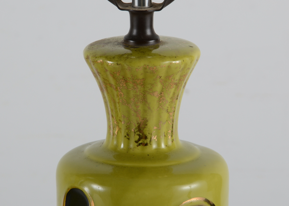 Pair of Green Ceramic Table Lamps