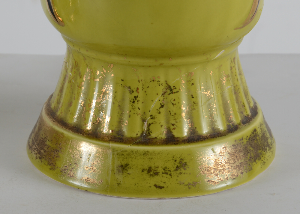 Pair of Green Ceramic Table Lamps