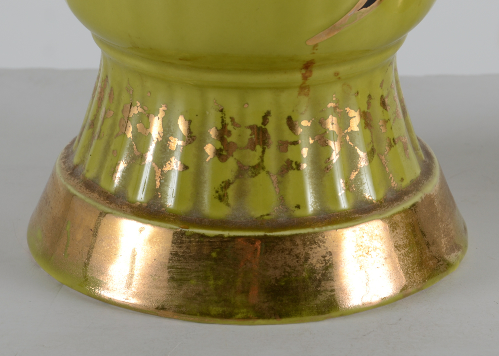 Pair of Green Ceramic Table Lamps