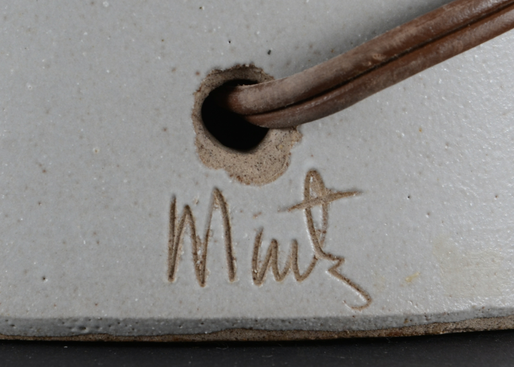 Martz Signed Ceramic and Teak Table Lamp