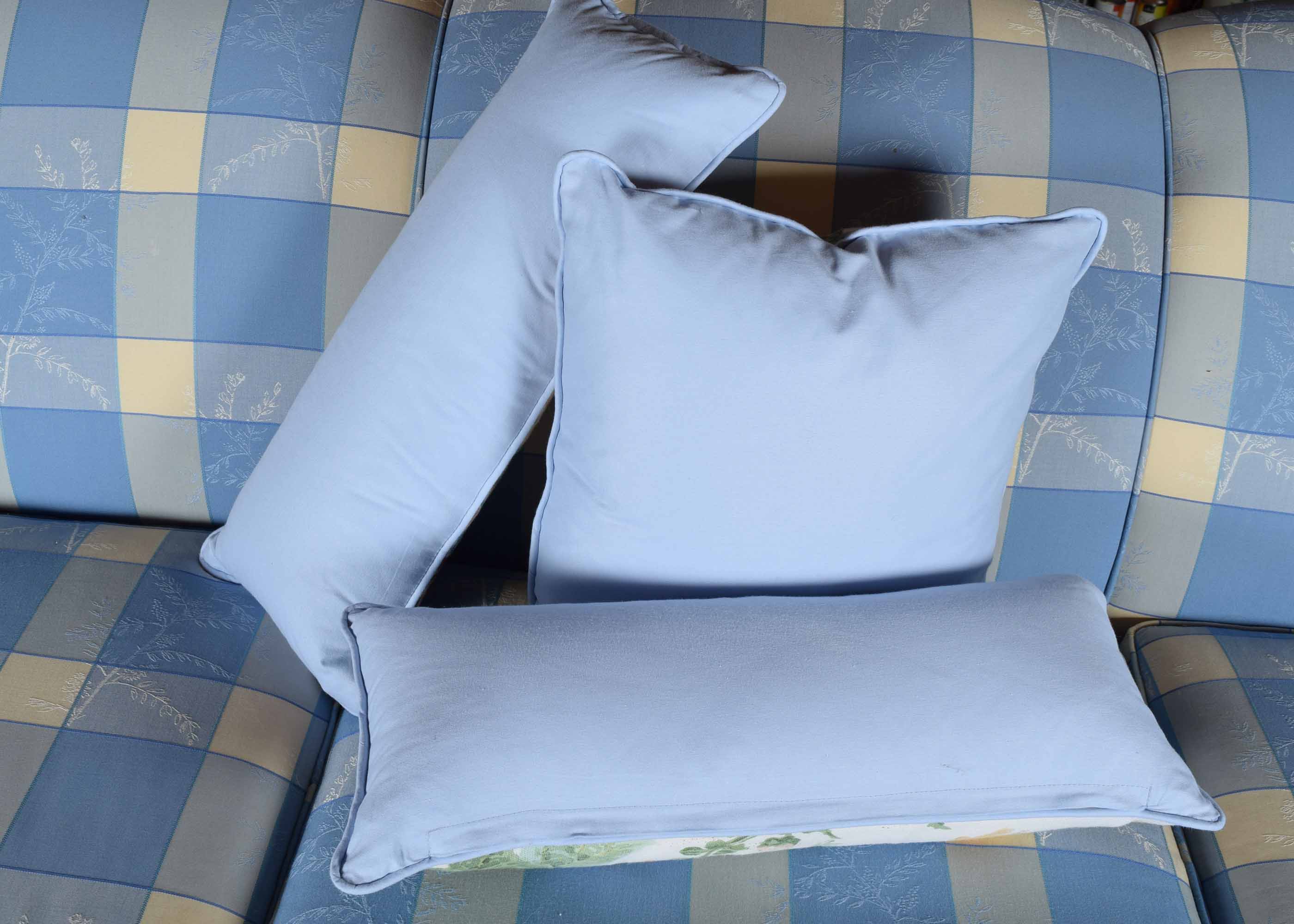 Green and Blue "Hollyhock" Floral Pillow Trio