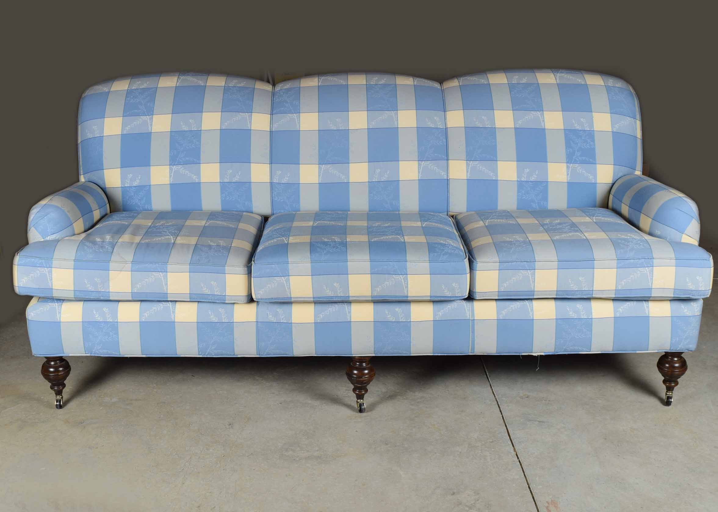 Blue and Cream Pierre Deaux French County Sofa