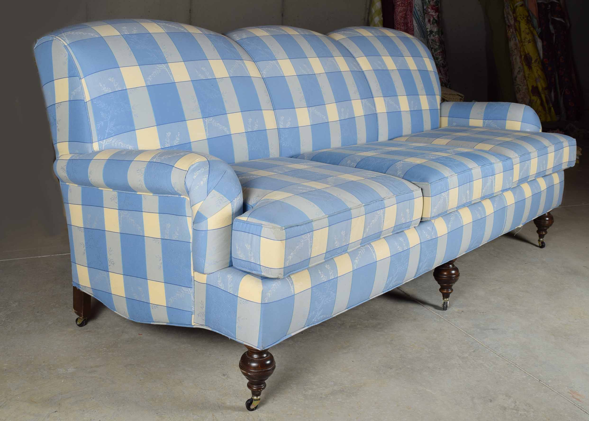 Blue and Cream Pierre Deaux French County Sofa