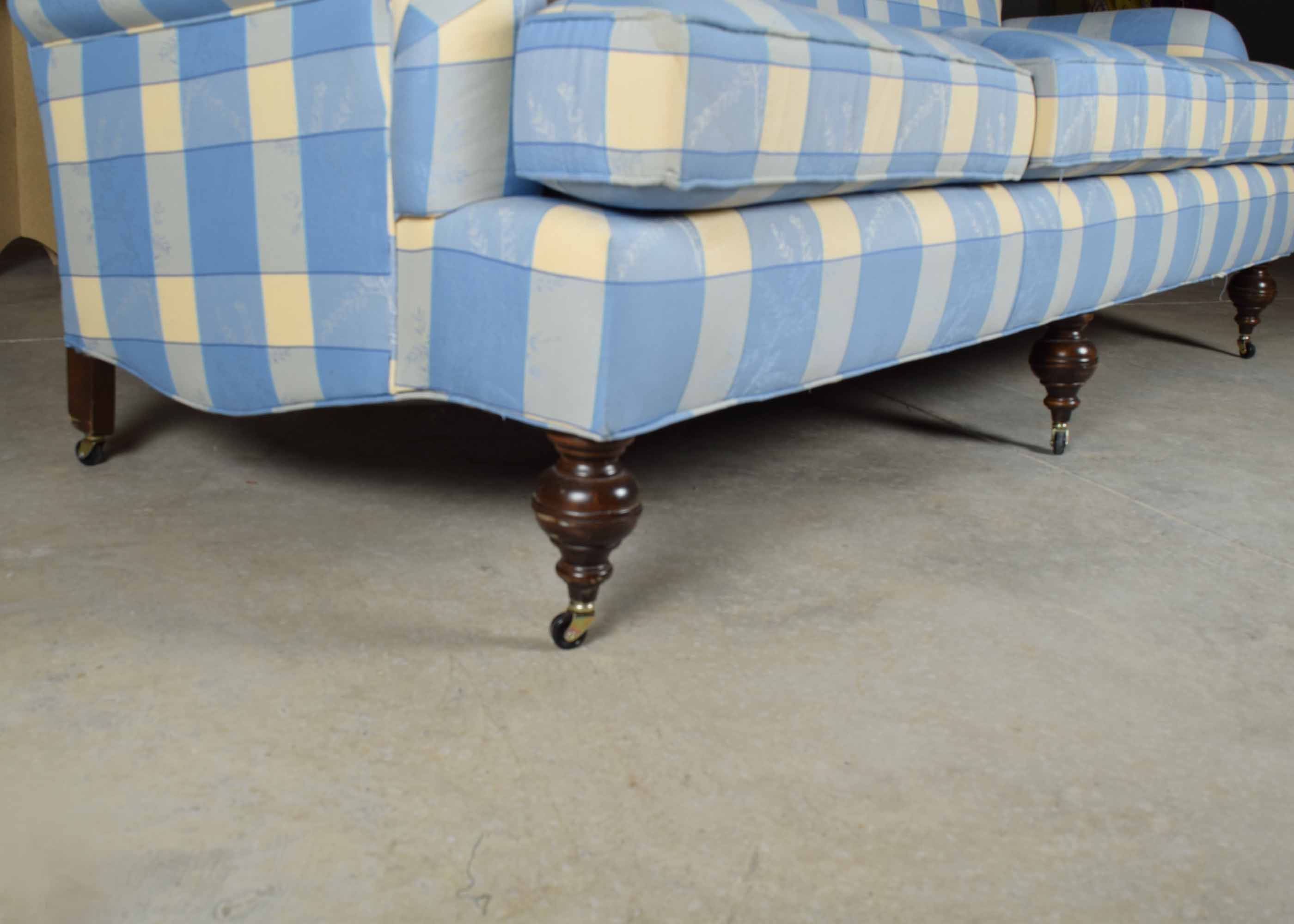 Blue and Cream Pierre Deaux French County Sofa