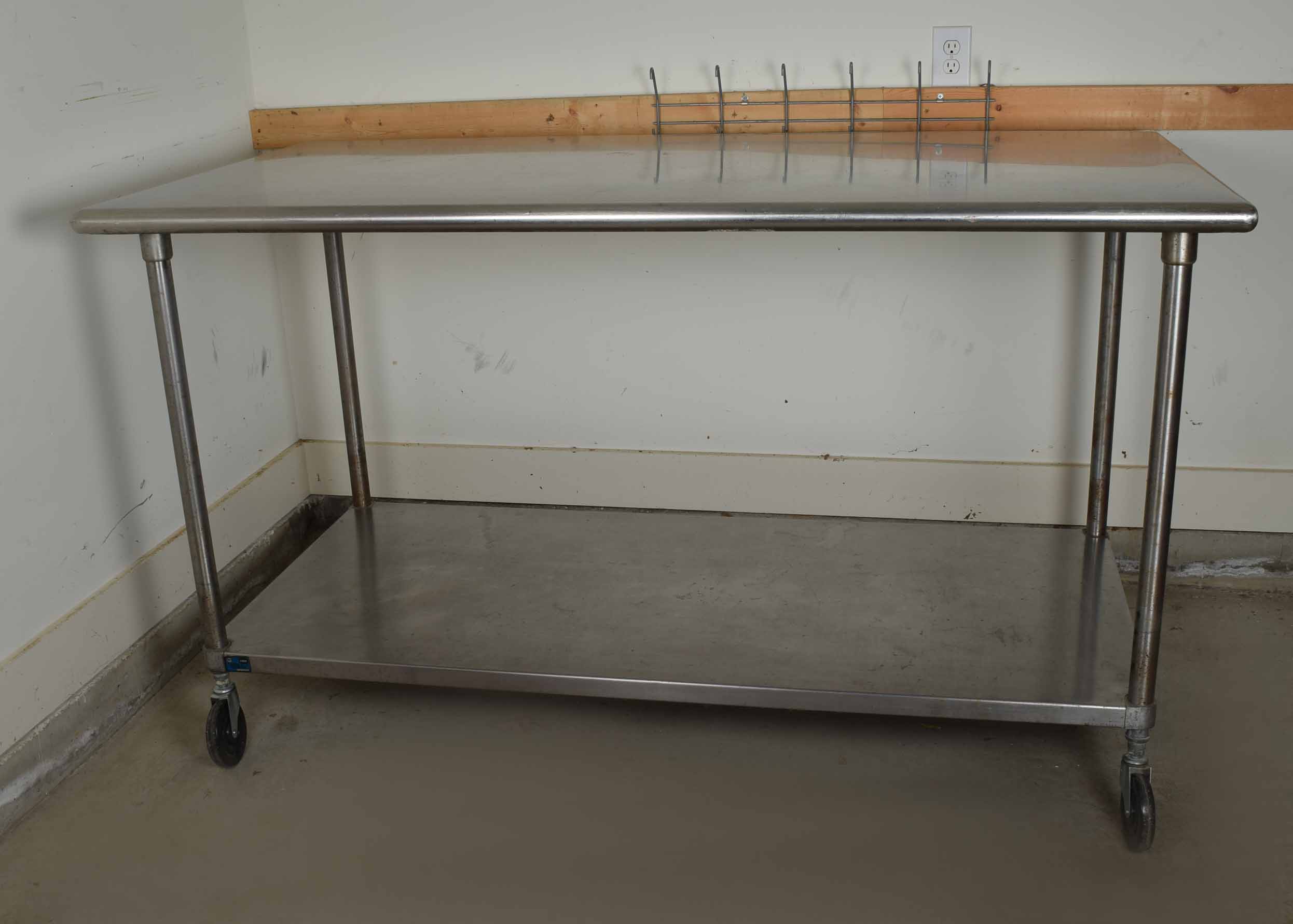 Commercial Stainless Steel Two Tier Rolling Kitchen Prep Table