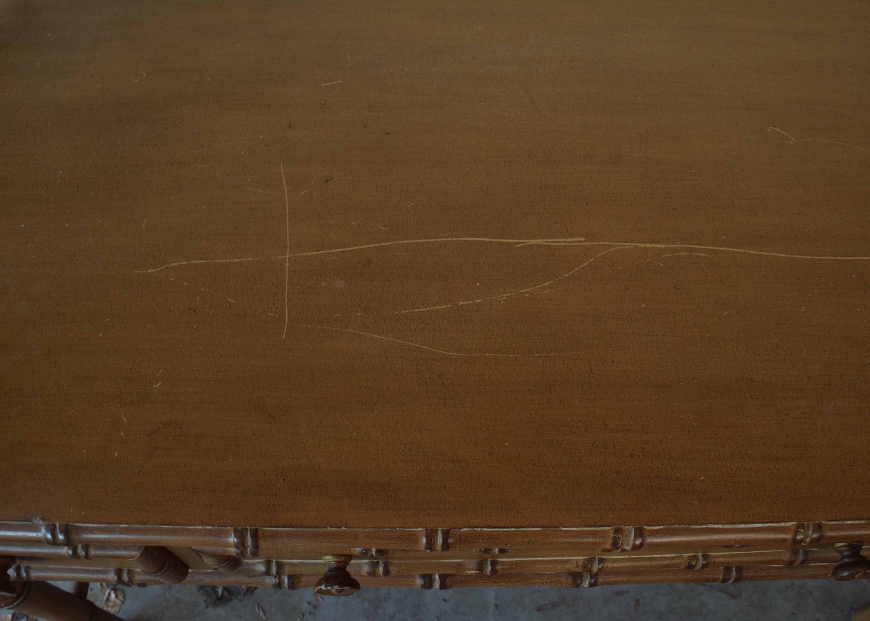 Vintage Bamboo Trimmed Chippendale Style Desk