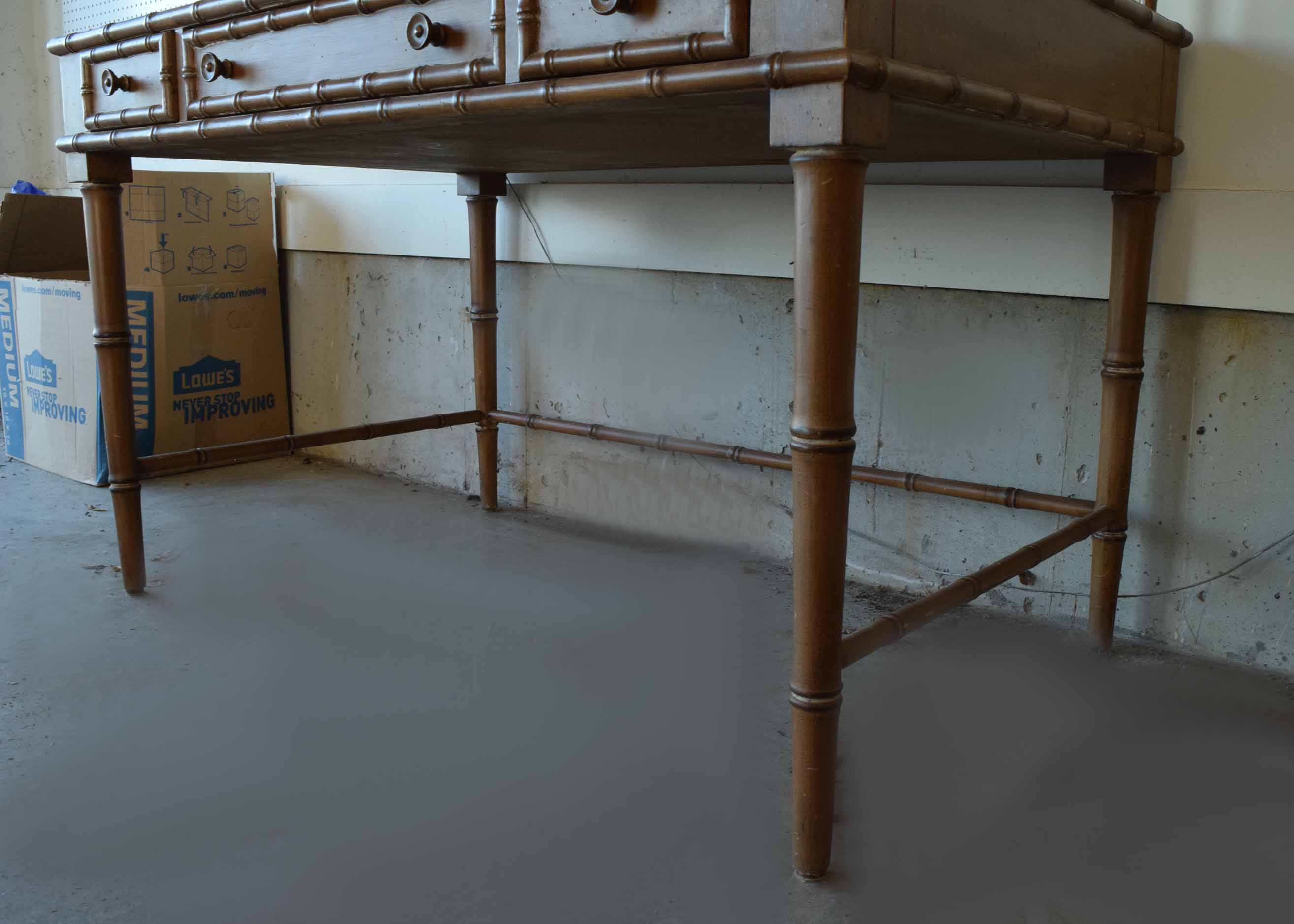 Vintage Bamboo Trimmed Chippendale Style Desk