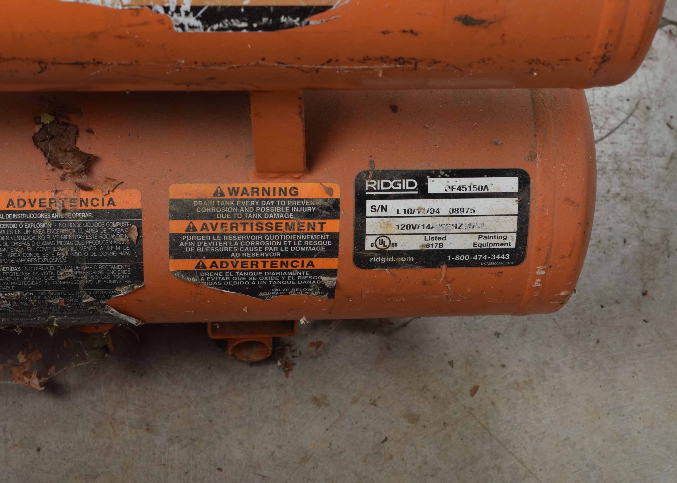 RIDGID Oil Free Pump Air Compressor OF45150A