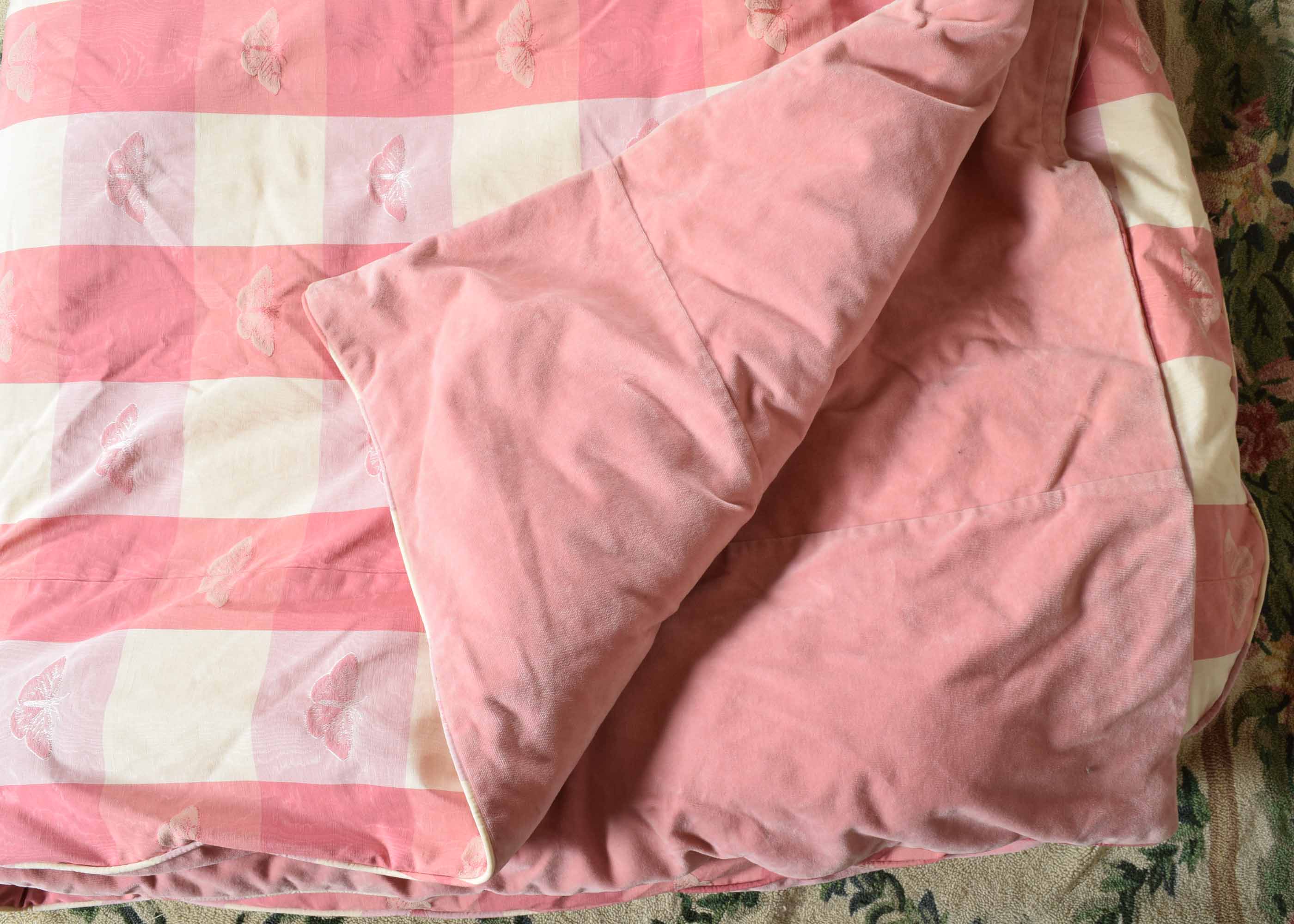 Rose and Cream Check Duvet Cover, Comforter and Two Shams