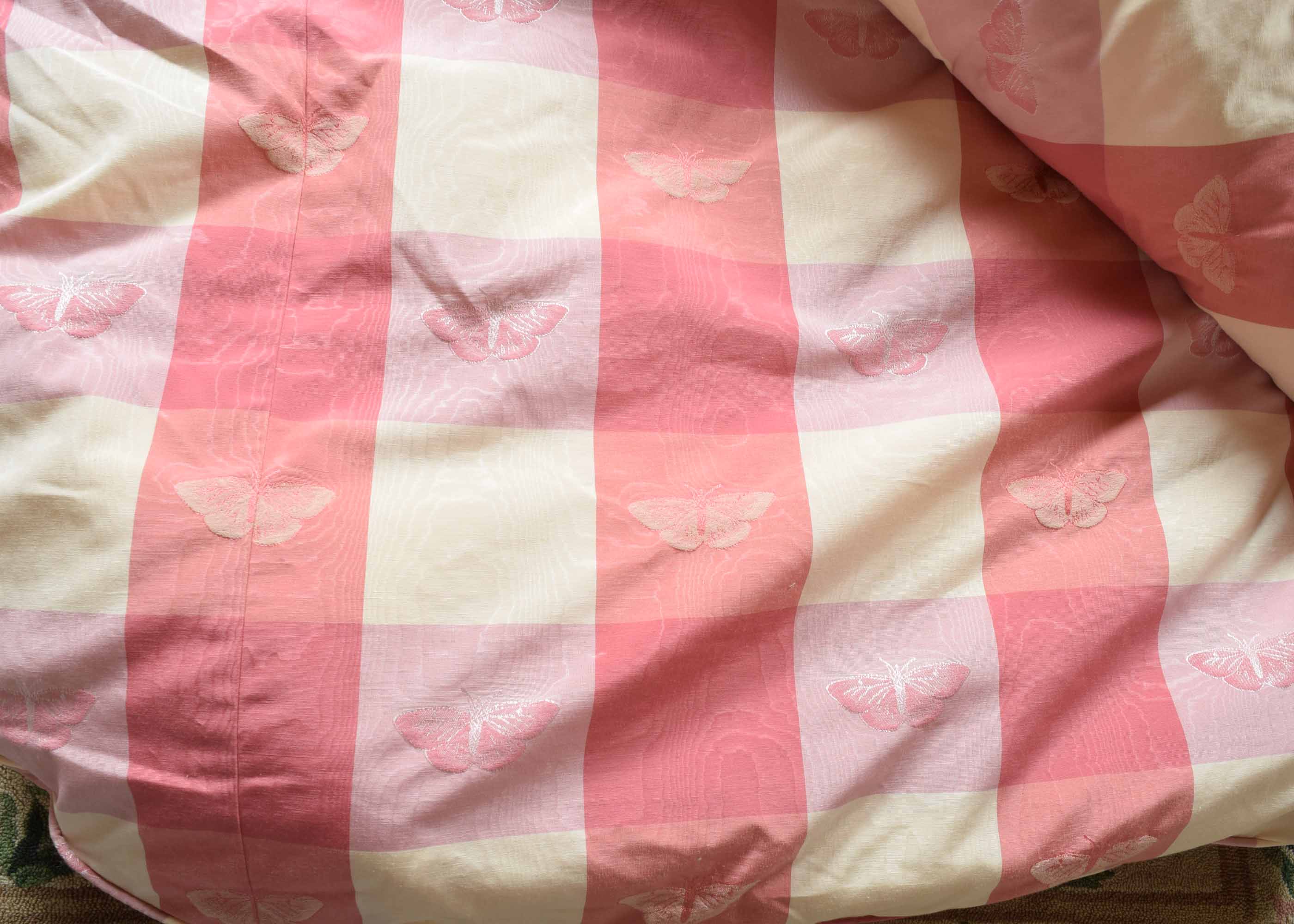 Rose and Cream Check Duvet Cover, Comforter and Two Shams