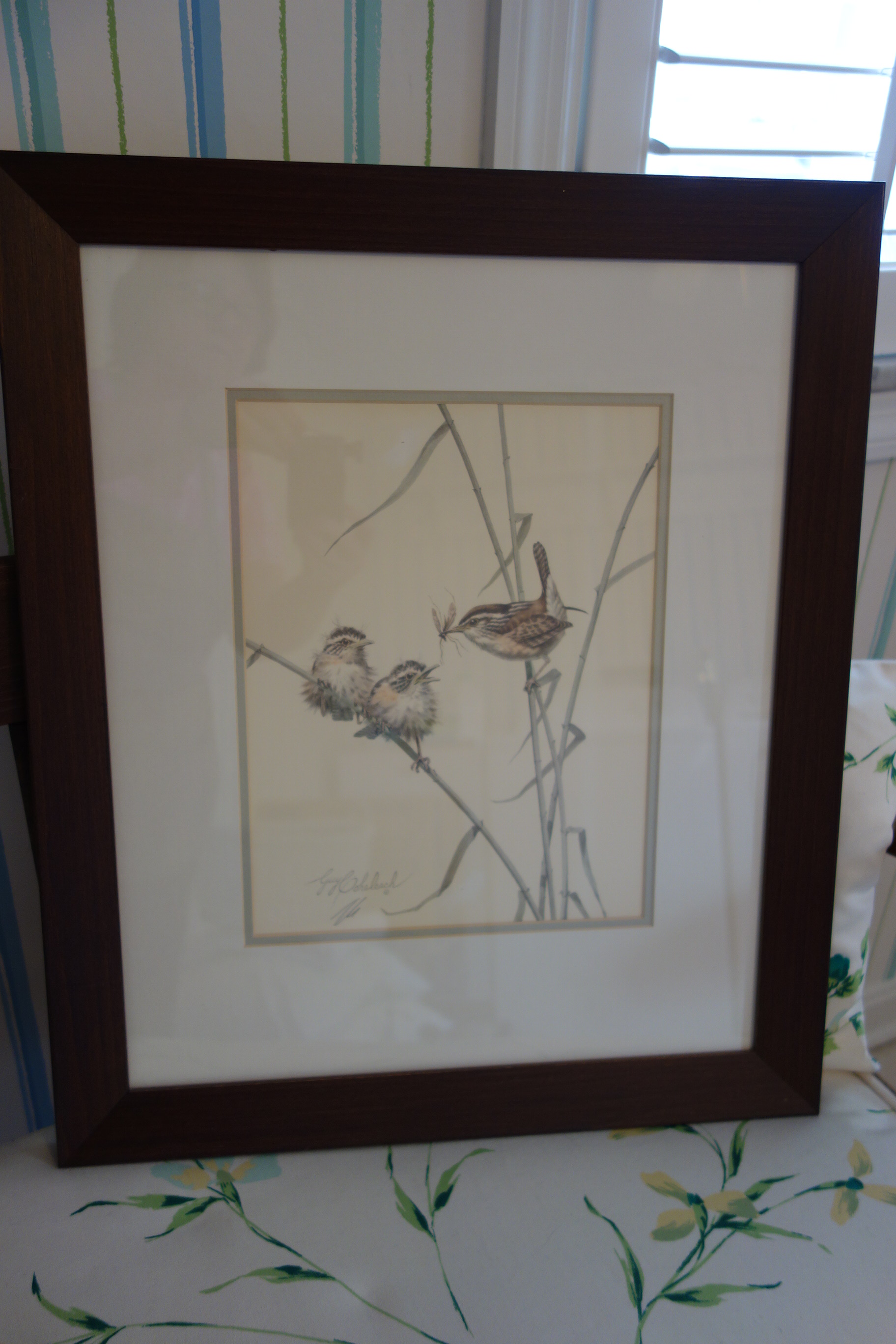 Small Wooden Bench, Framed Guy Coheleach Print and More