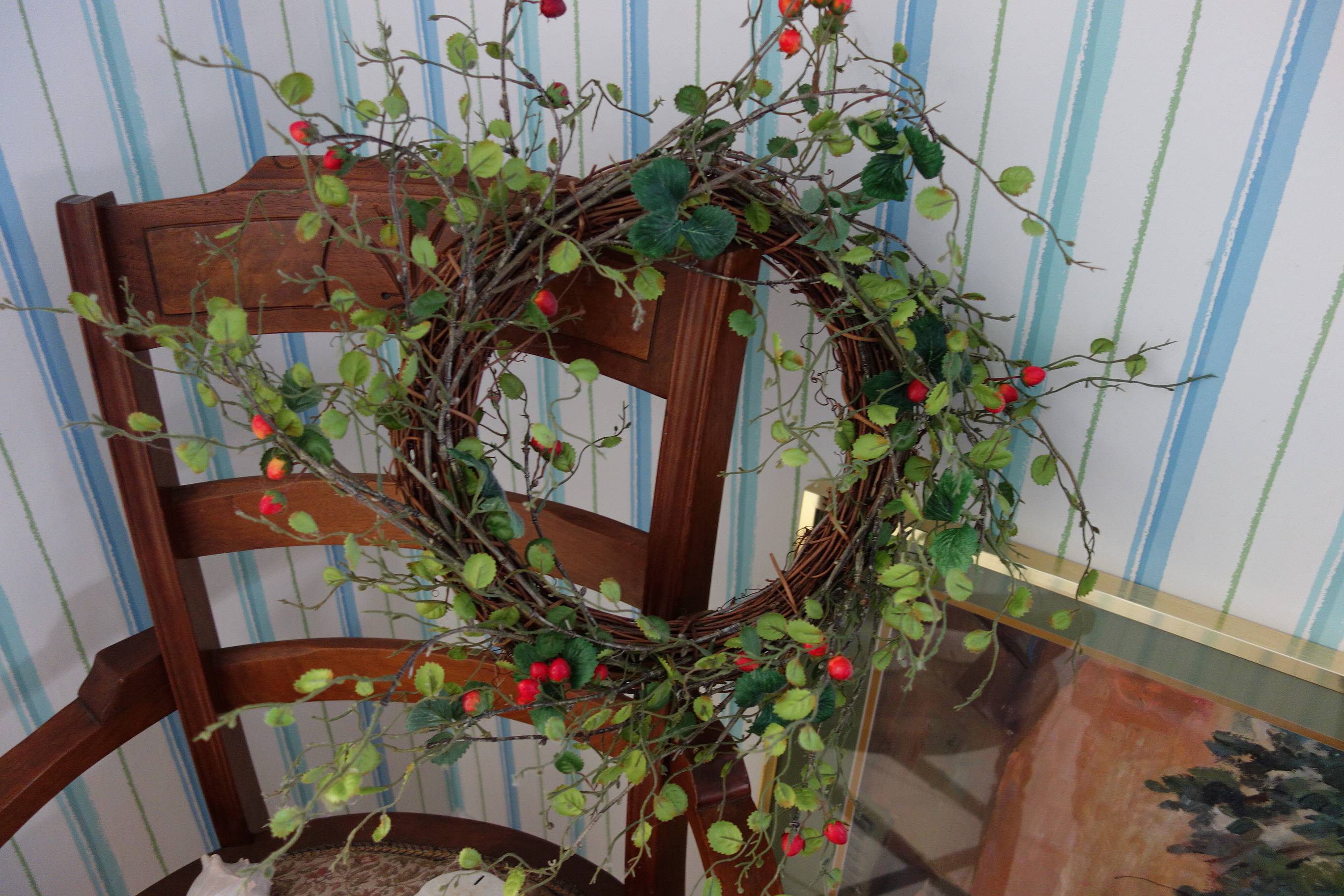 Tall Artificial Tree, Hen Cross Stitch, Side Chair and More