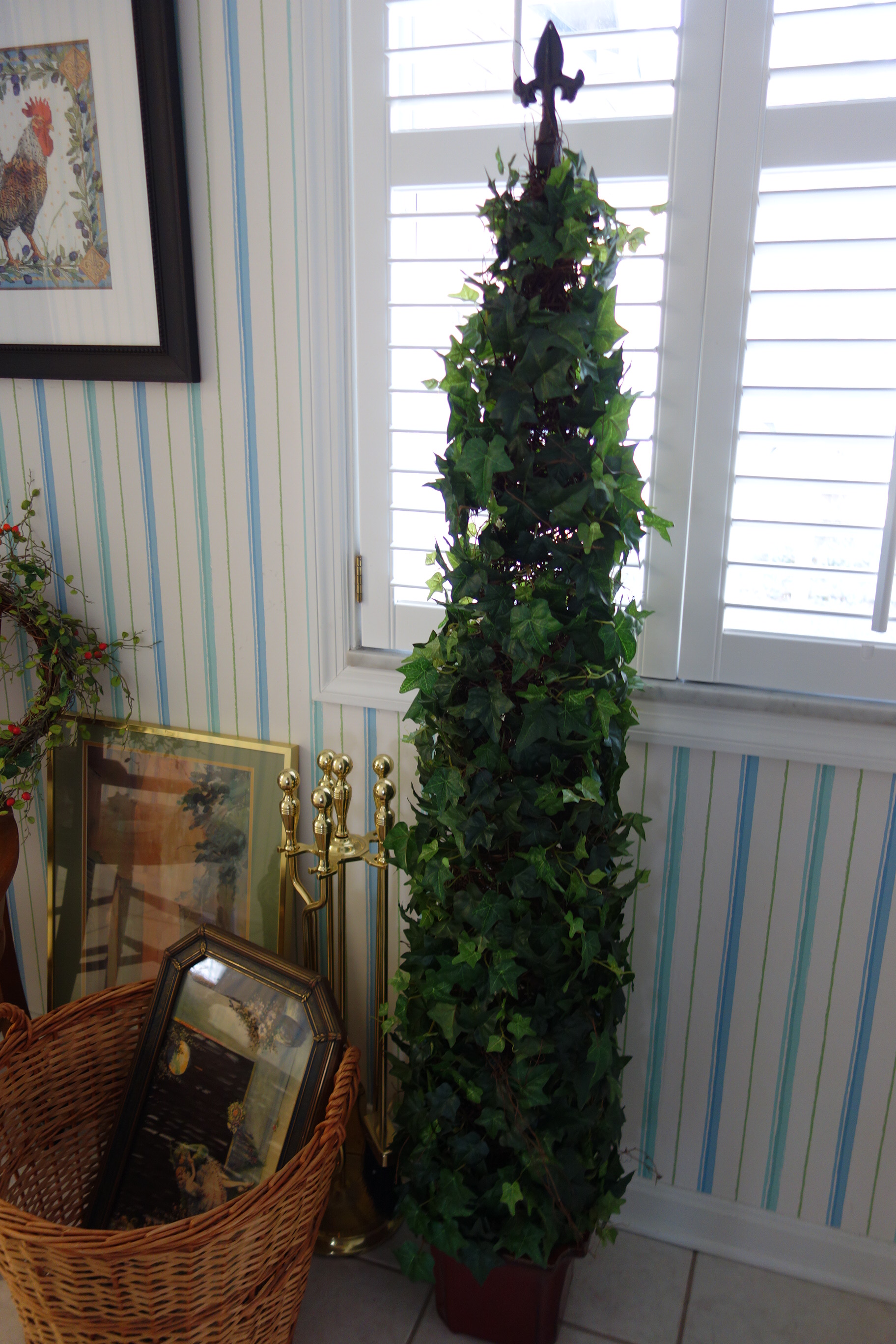 Tall Artificial Tree, Hen Cross Stitch, Side Chair and More