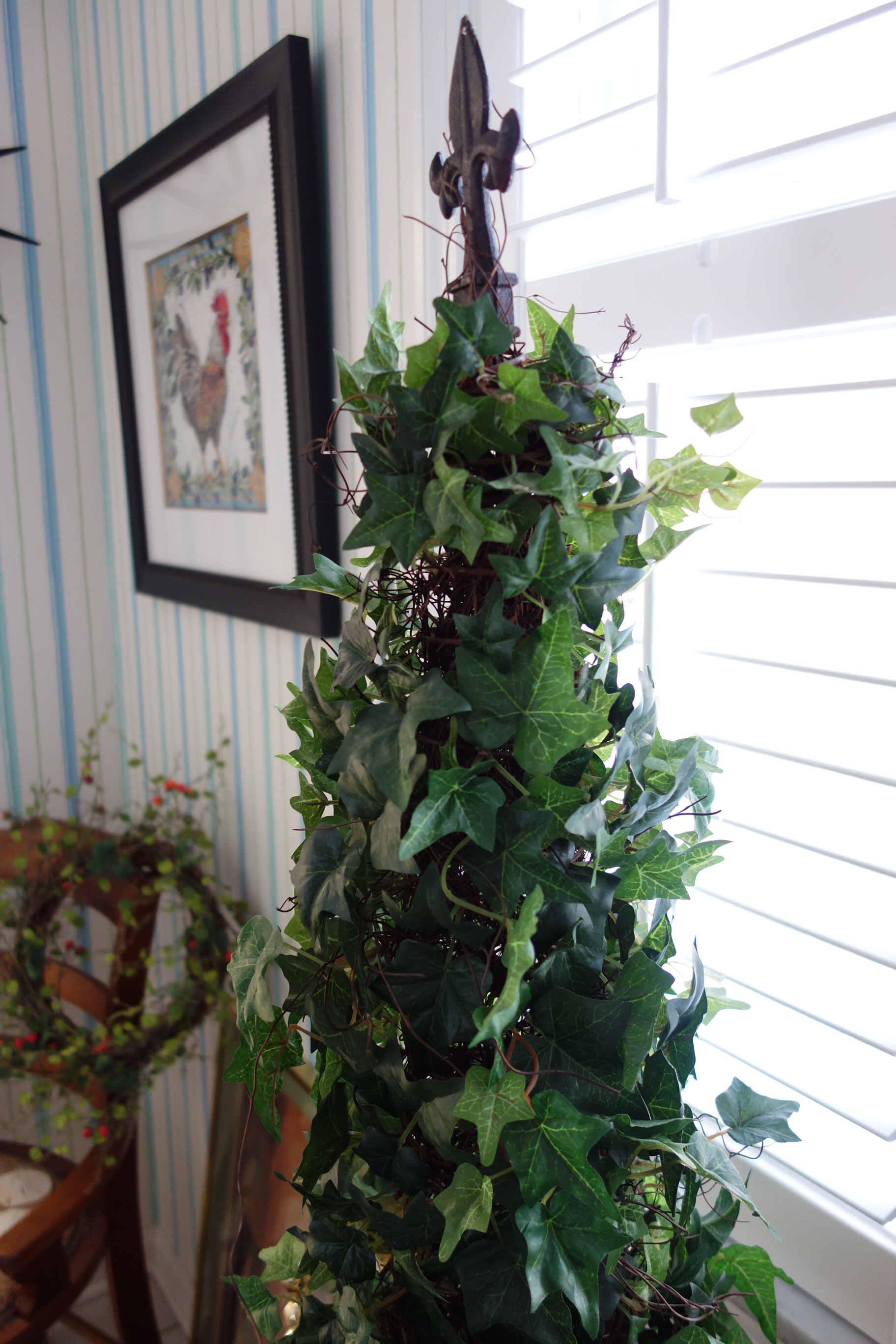 Tall Artificial Tree, Hen Cross Stitch, Side Chair and More