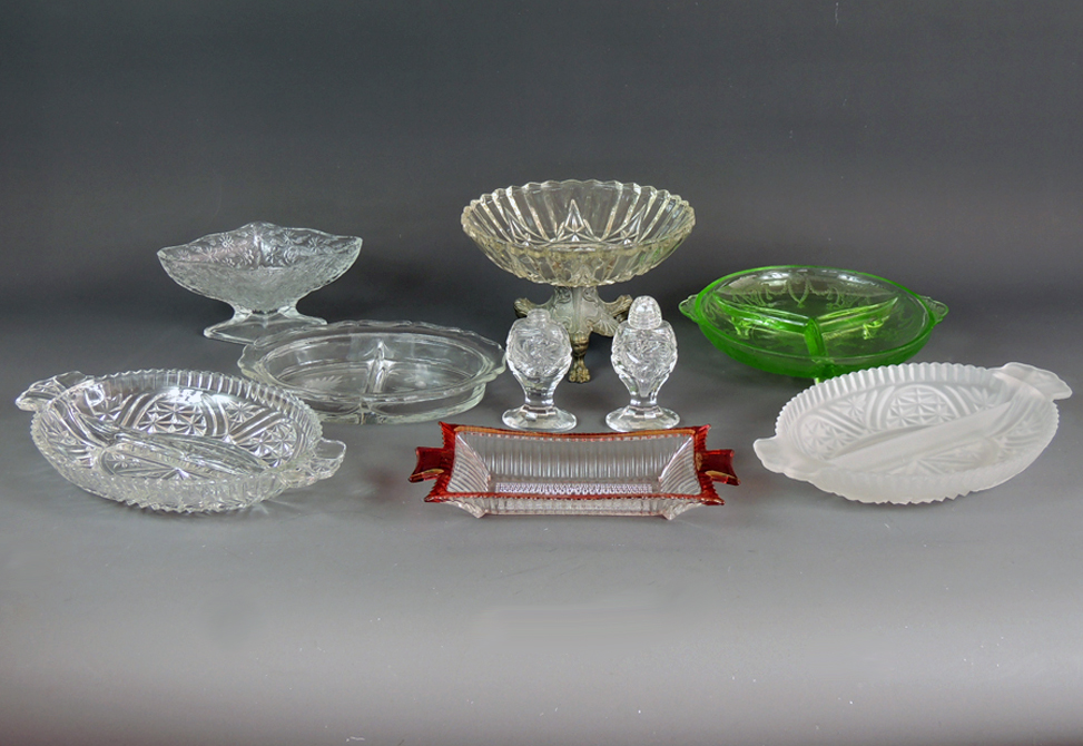 Antique and Vintage Glassware Including Vasoline Glass and Ruby Flash