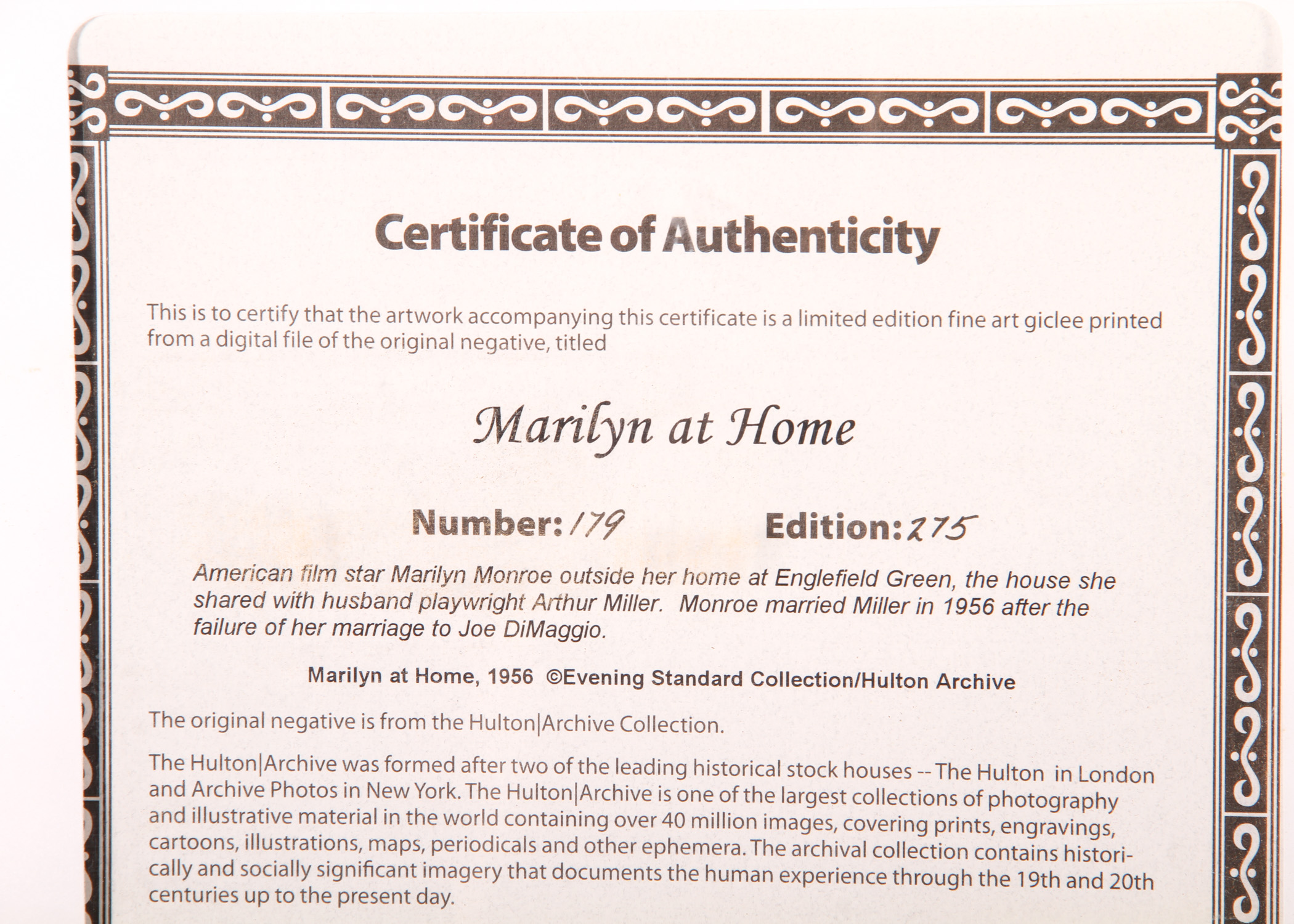 Original Fine Art Giclee Print of Marilyn Monroe with COA