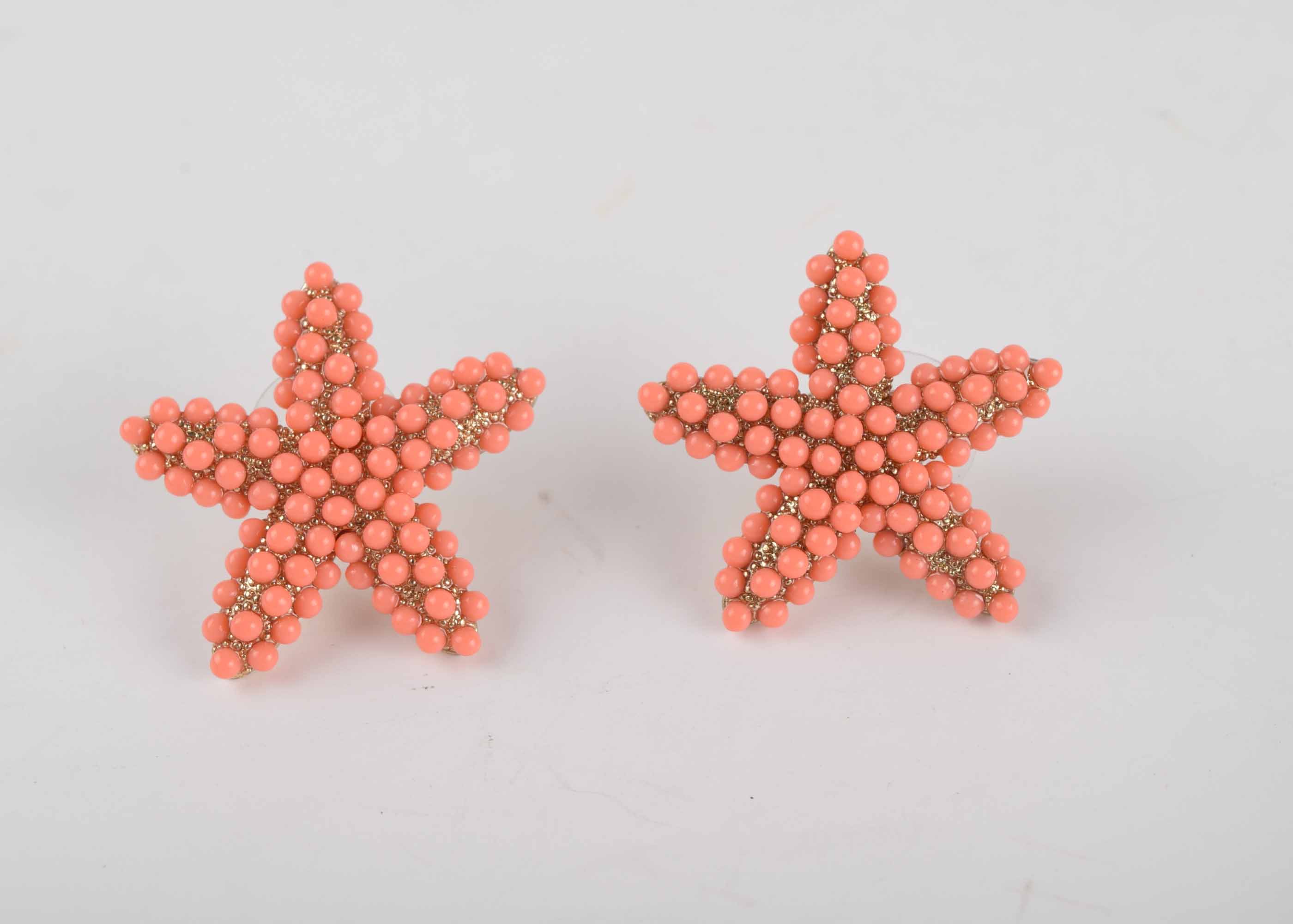 Coral Tone Earrings Trio