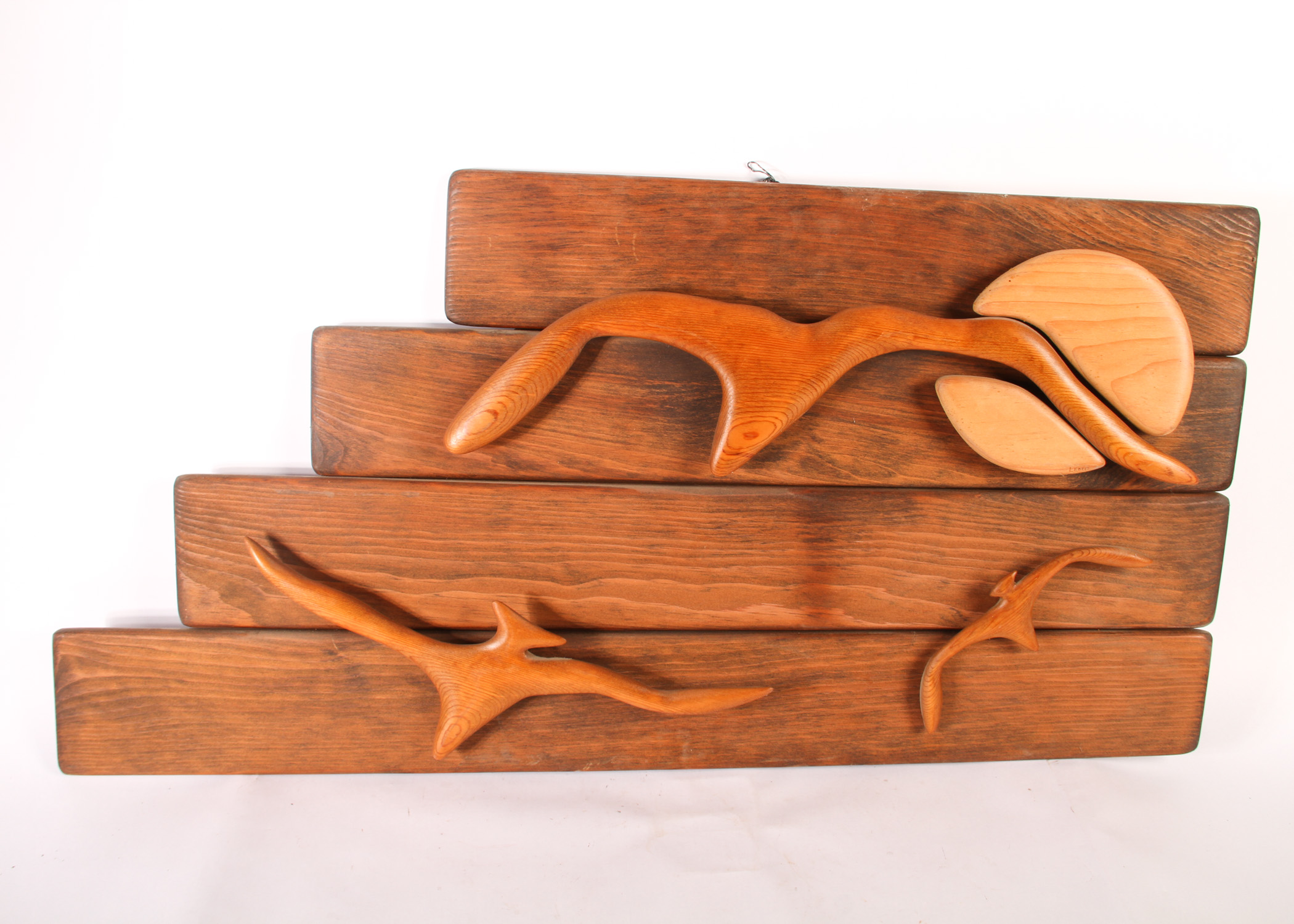 Abstract Hanging Wooden Sculpture