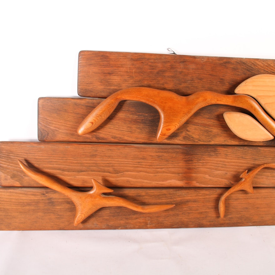 Abstract Hanging Wooden Sculpture