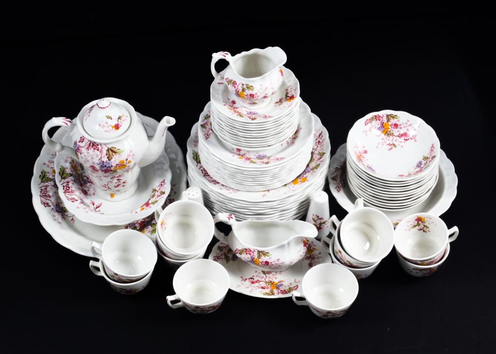 Set of "English Garden" Ridgway China for Twelve
