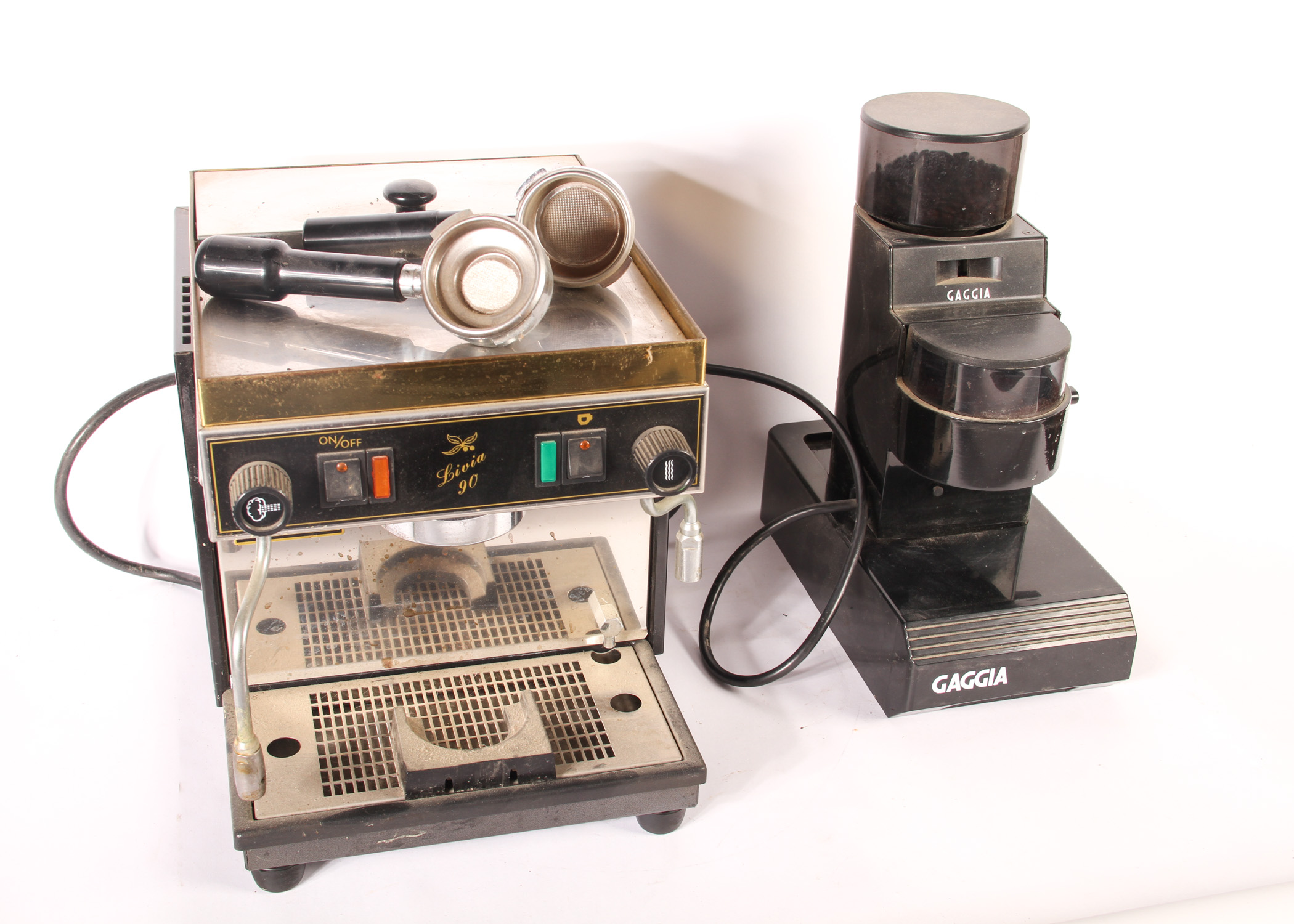 Vintage Pasquini Espresso Machine and Gaggia Coffee Grinder